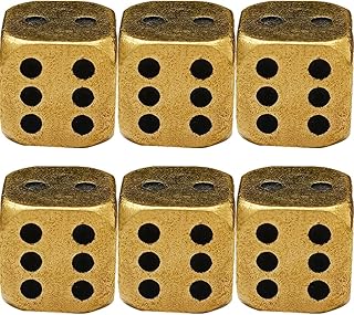 ibasenice 6pcs Brass Dices Game Dice Metal Dices Poker Party Game Toy Portable Dice Man Boyfriend Gift Club Bar Entertainment Game Accessories