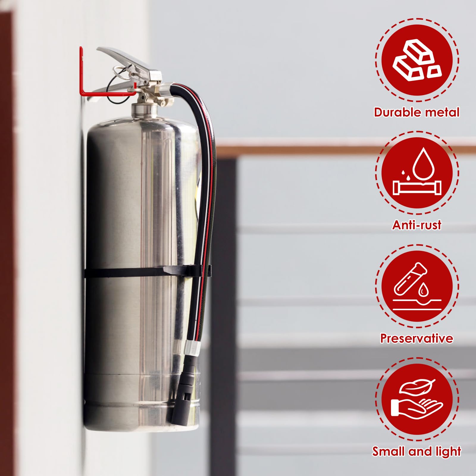 8Pcs Fire Extinguisher Bracket Universal Fire Extinguisher Hook Metal Fire Extinguisher Mount Holder with Screws Wall Mounted Fire Extinguisher Hanger Up to 20lbs for Fire Extinguisher//