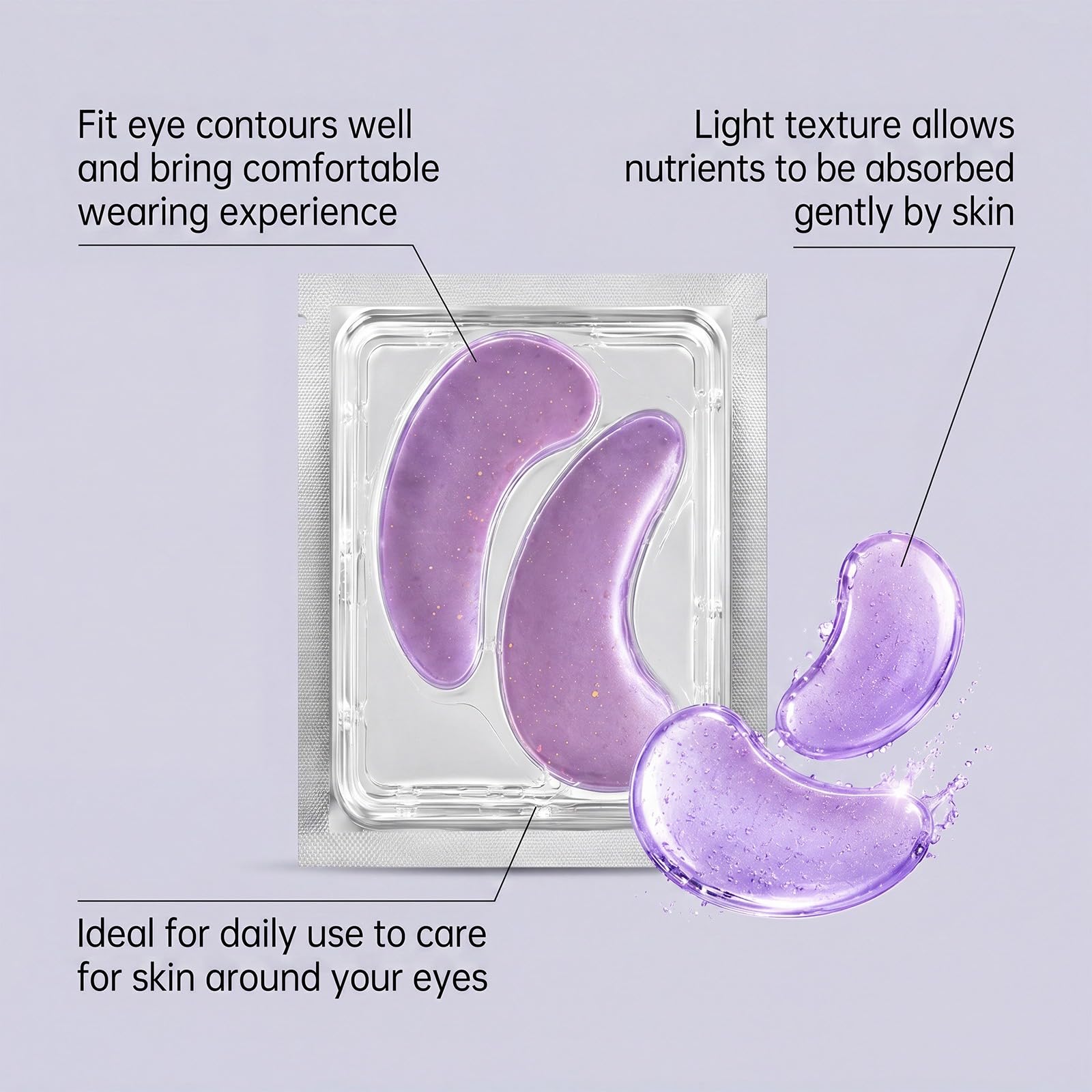 Collagen Peptide Eye Parches, Anti Wrinkle & Smile Line Parches for Face, Under Eye Mask for Fine Lines & Eye Bags Skin Care (5 Count)