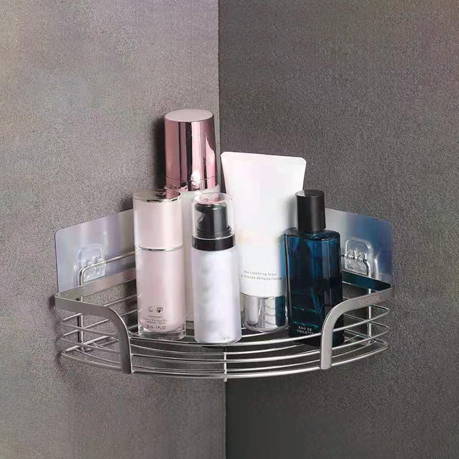 Didiseaon Organizador de Ducha de Acero Inoxidable 304 sin Taladro con Diseño Adhesivo y Gancho para Baño, Estantería de Esquina para Almacenamiento Práctico y Duradero
