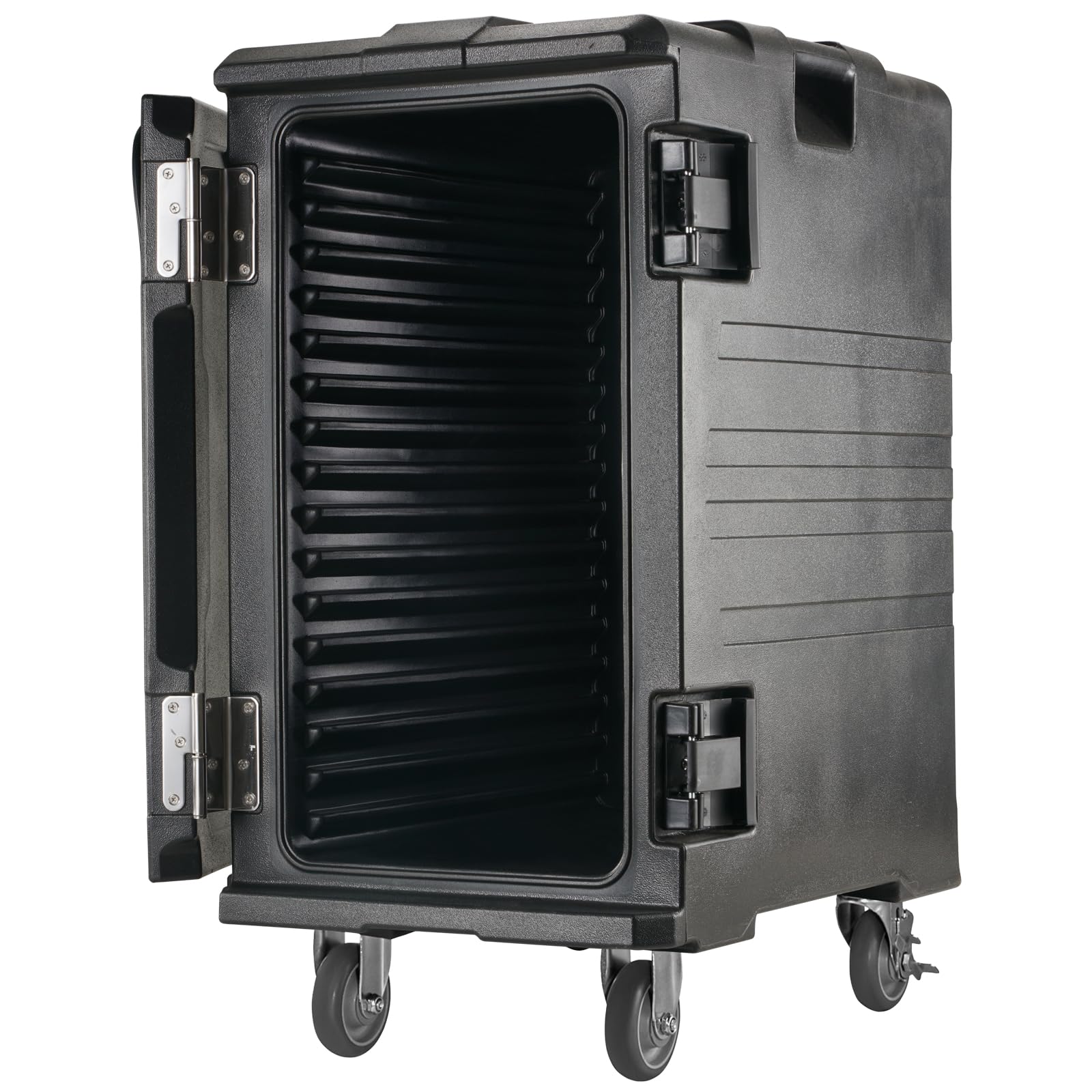 VEVOR Porta Bandejas para Alimentos con Aislamiento Caja Caliente de 120 L para Catering Porta Cajas de Alimentos con Hebillas Dobles Carga Frontal con Asas con Ruedas para Restaurante, Cantina