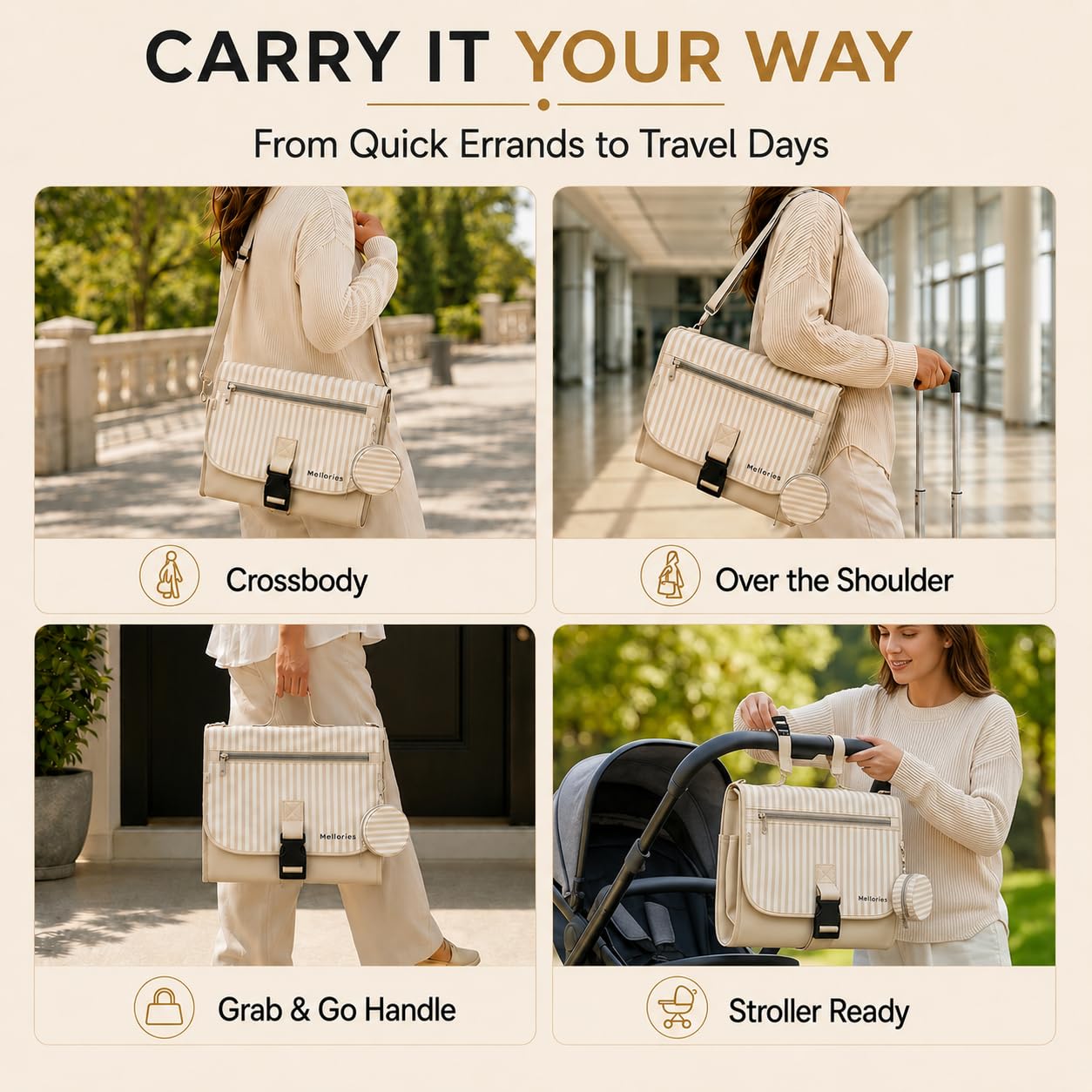 Cambiador de pañales portátil, grande, impermeable, cambiador de viaje para bebé con almacenamiento adicional, bolsillo para toallitas y estuche para chupete, estación portátil para cambiar pañales