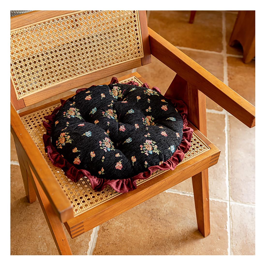 VHJdtE Seat Cushion, Black Vintage For All Seasons|Cozy Soft Seat Pads|Creative Butt Pad For Prolonged Sitting(Round)