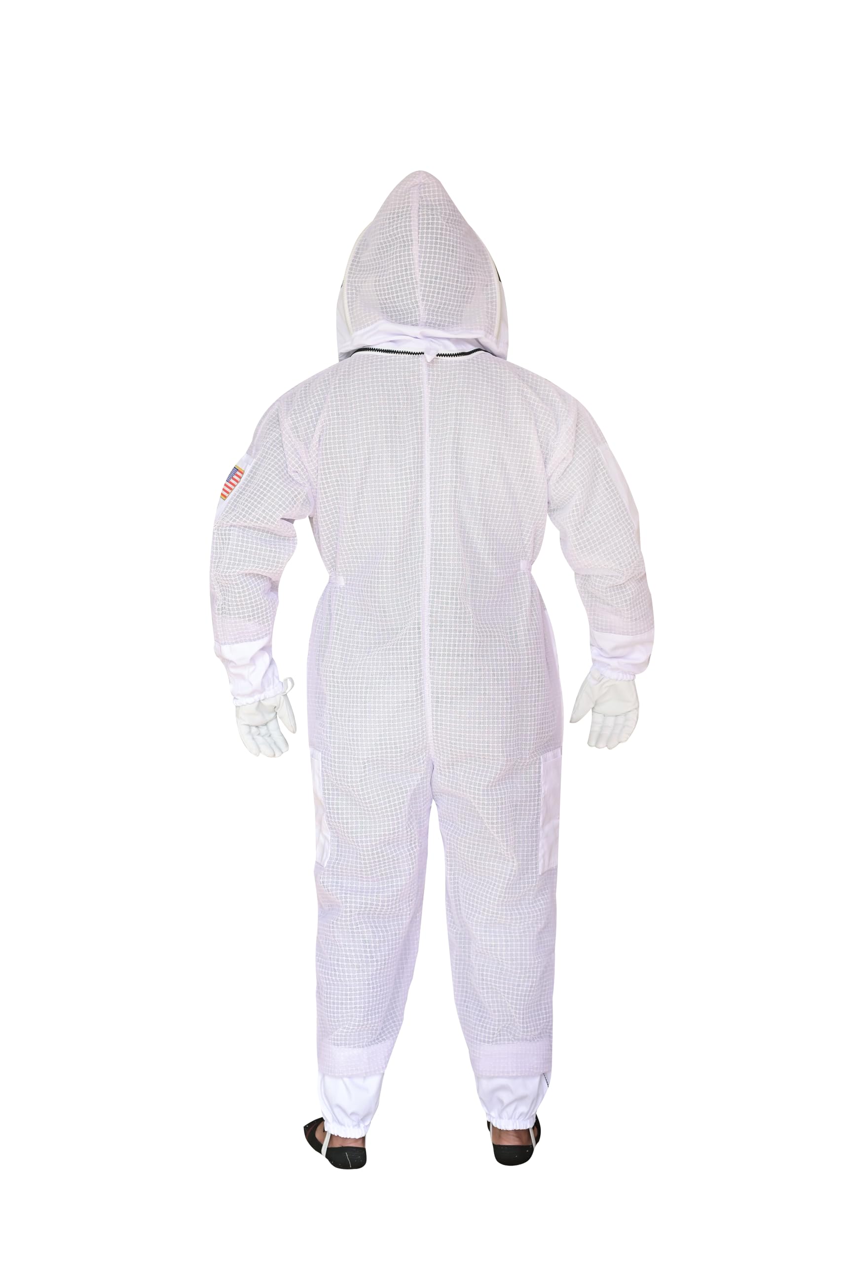 Traje de abeja de 3 capas con velo de esgrima y velo redondo, un par de guantes a prueba de picaduras, traje de apicultura ventilado, 2 velos