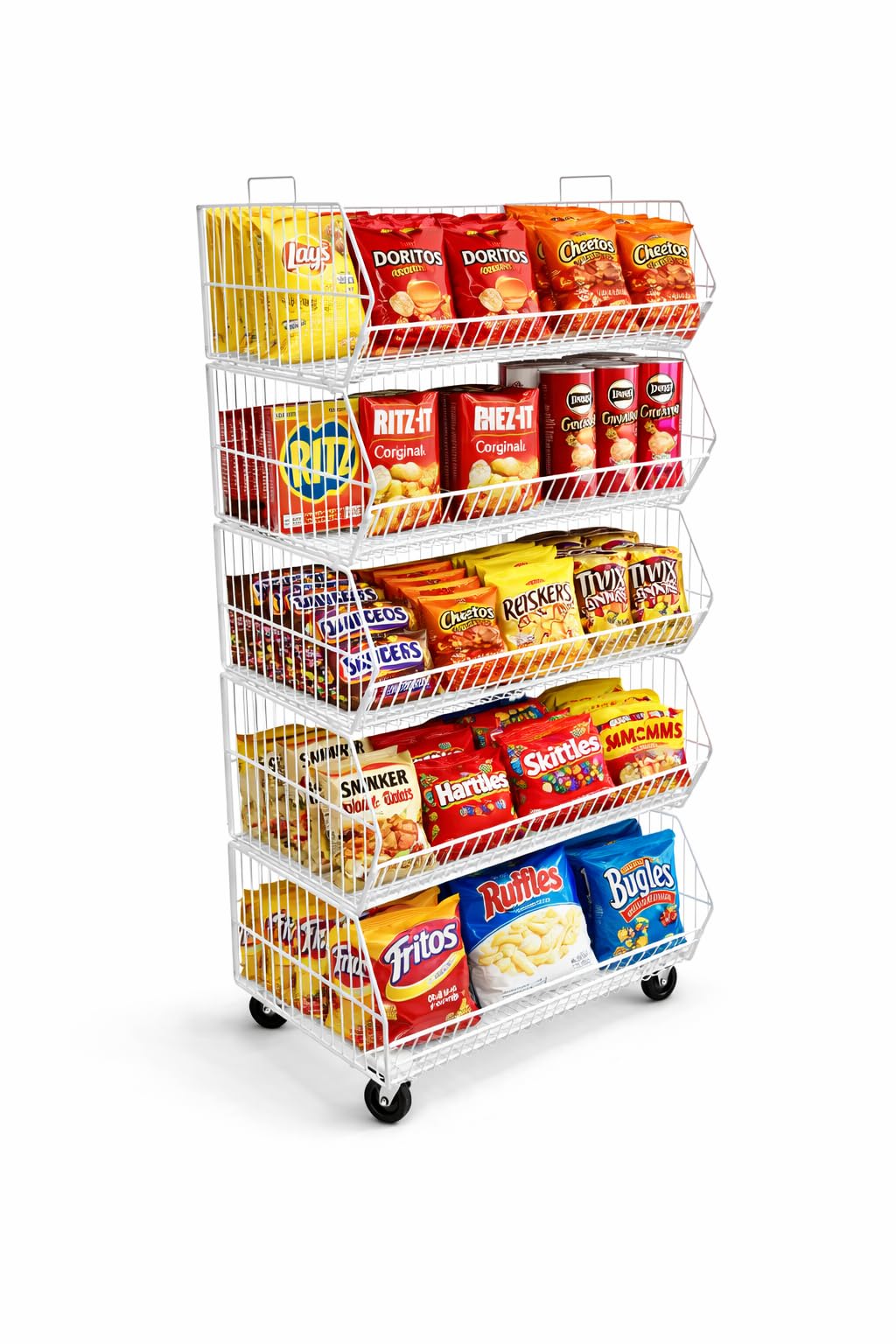 Completeshopfittings White 5 X Tier Stackable Display Baskets-60Cm