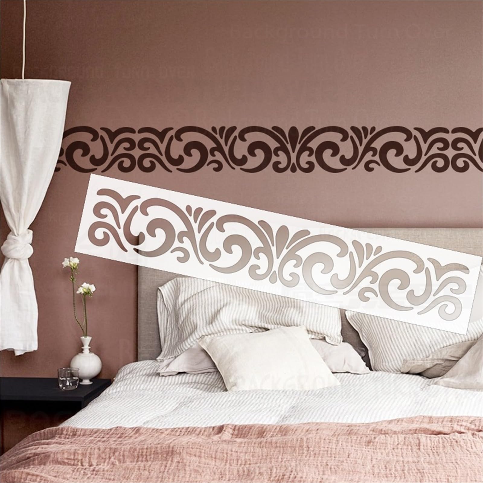 Plantillas de pared para pintura Plantilla decorativa de pared 80 cm a 120 for pintar, for bordes yeso y masilla(XXL 120cmX18cm)