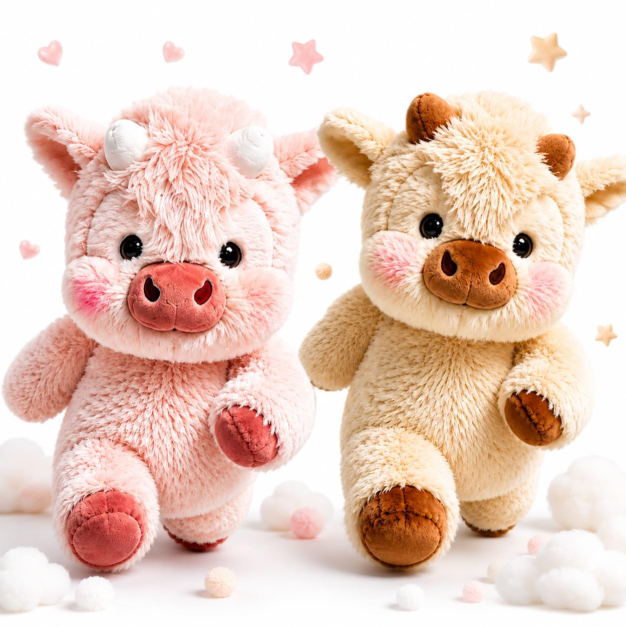Generico 45/60cm Mucca Peluche Che Corre - Orsetto Che Corre Morbido e Resistente, Il Running Plushie per Bambini, Running Peluche per Decorazione Cameretta e Compagno di Nanna (2, Rosa*Kaki, 60cm)
