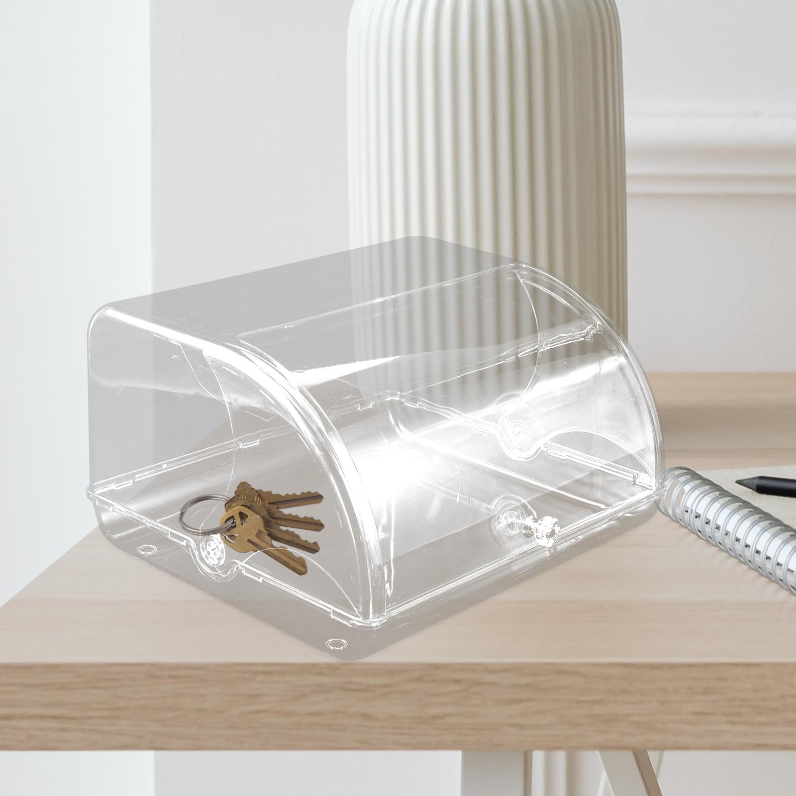 Milisten Transparente Aufbewahrungsbox mit Klappdeckel Schlüsselbehälter für Eingangsbereich Kunststoffbox für Kleinigkeiten Am Couchtisch