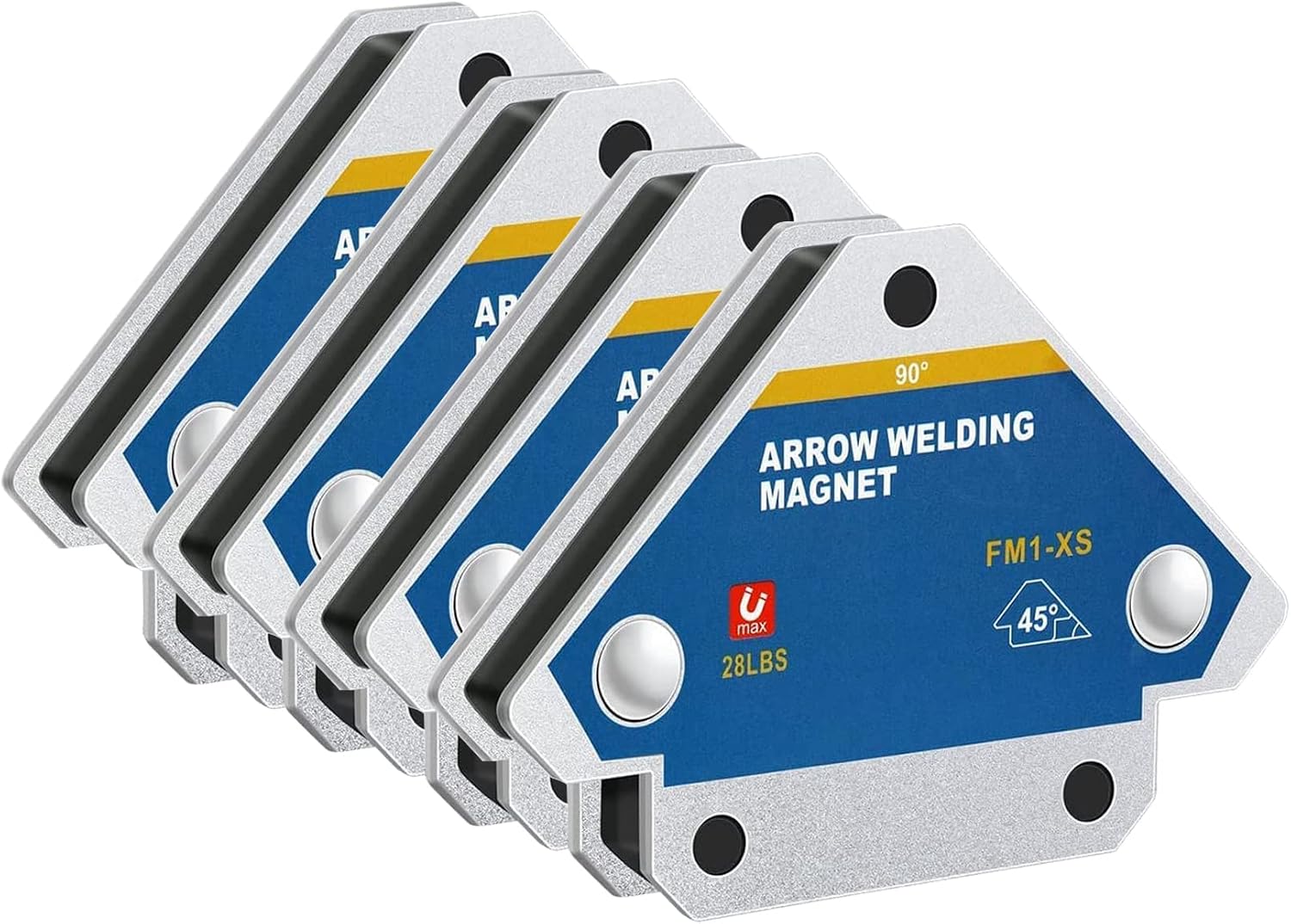4 Pcs 3" 28 lbs Welding Magnets Strength Strong Welding Magnetic Clamps Arrow Holder Metal Working Mig Tools and Equipment 45, 90, 135 Degree Angle Magnet