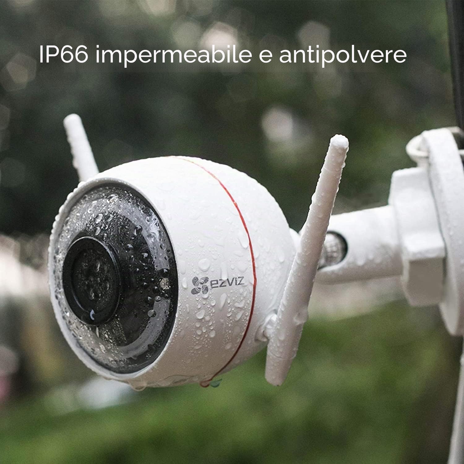 EZVIZ CTQ3W - Telecamera di sorveglianza WiFi esterna, con allarme sirena e flash, 30 m di visione notturna, IP66 impermeabile, audio bidirezionale, rilevamento del movimento