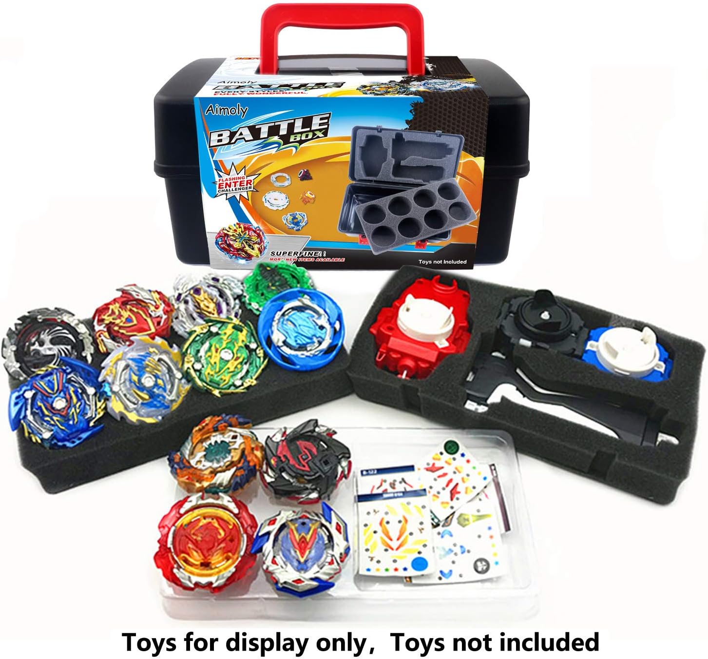 Aimoly Battle Tops Case, Storage Carrying Box Storage Box for Battling Spinner Game (Black)