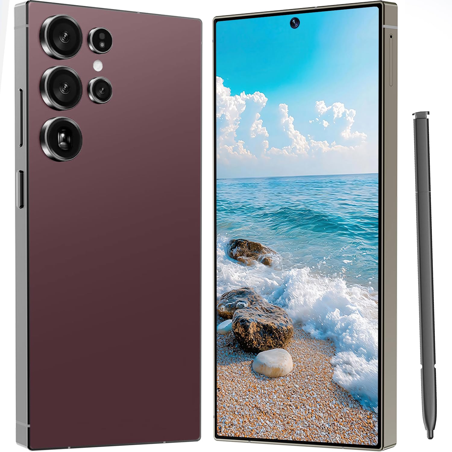 I25 Ultra 5G Unlocked Phones 8+512GB Android13 Smartphone Battery 7000mAh 6.9" HD Screen Unlocked Cell Phone,48MP+108MP Camera/Face ID/5G/Fingerprint Lock/Dual SIM/GPS (Wine Red)