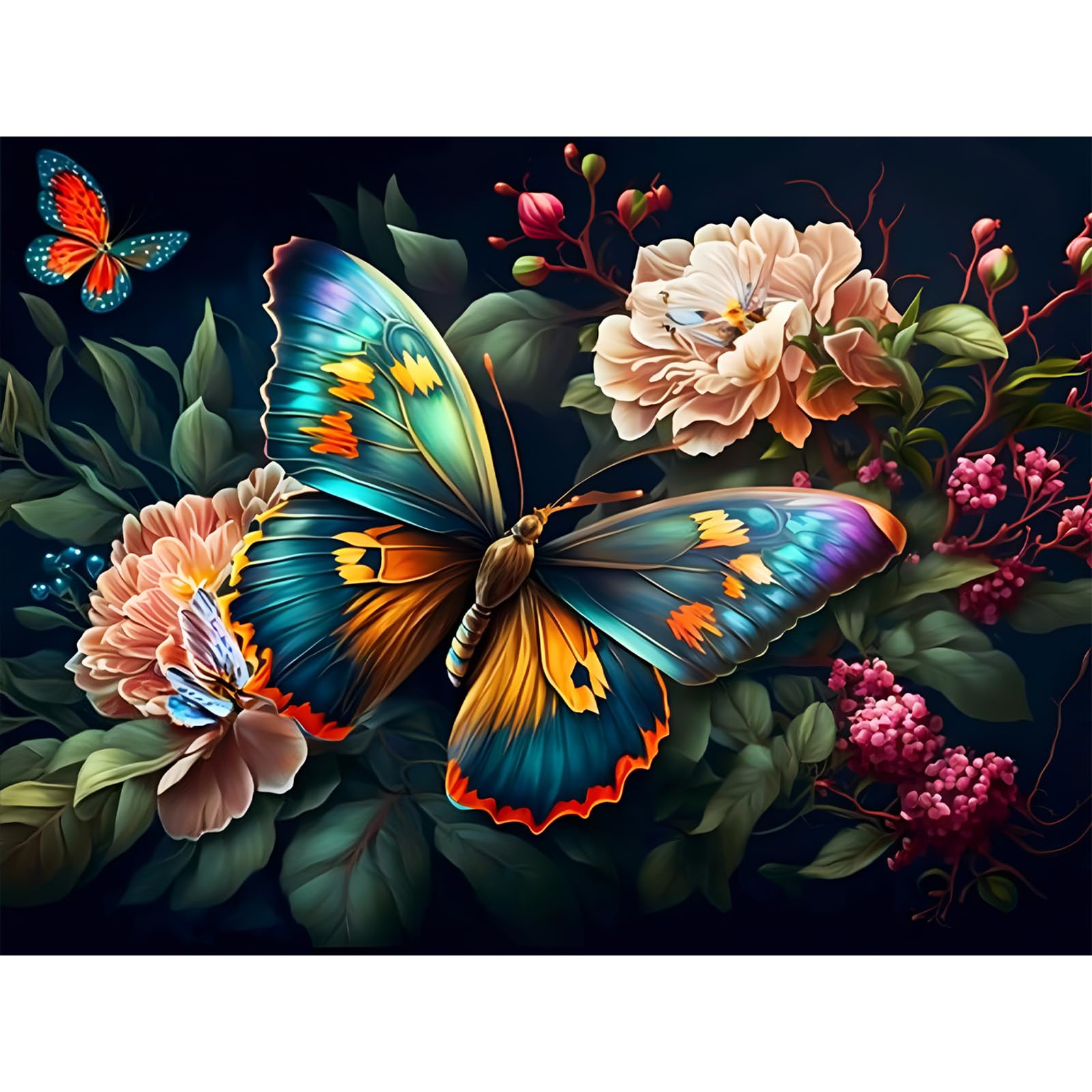 Viart Malen Nach Zahlen Blumen-Malen nach Zahlen Erwachsene,Schmetterlinge Paint by Numbers Adult für Home Wand Dekor 30x40cm