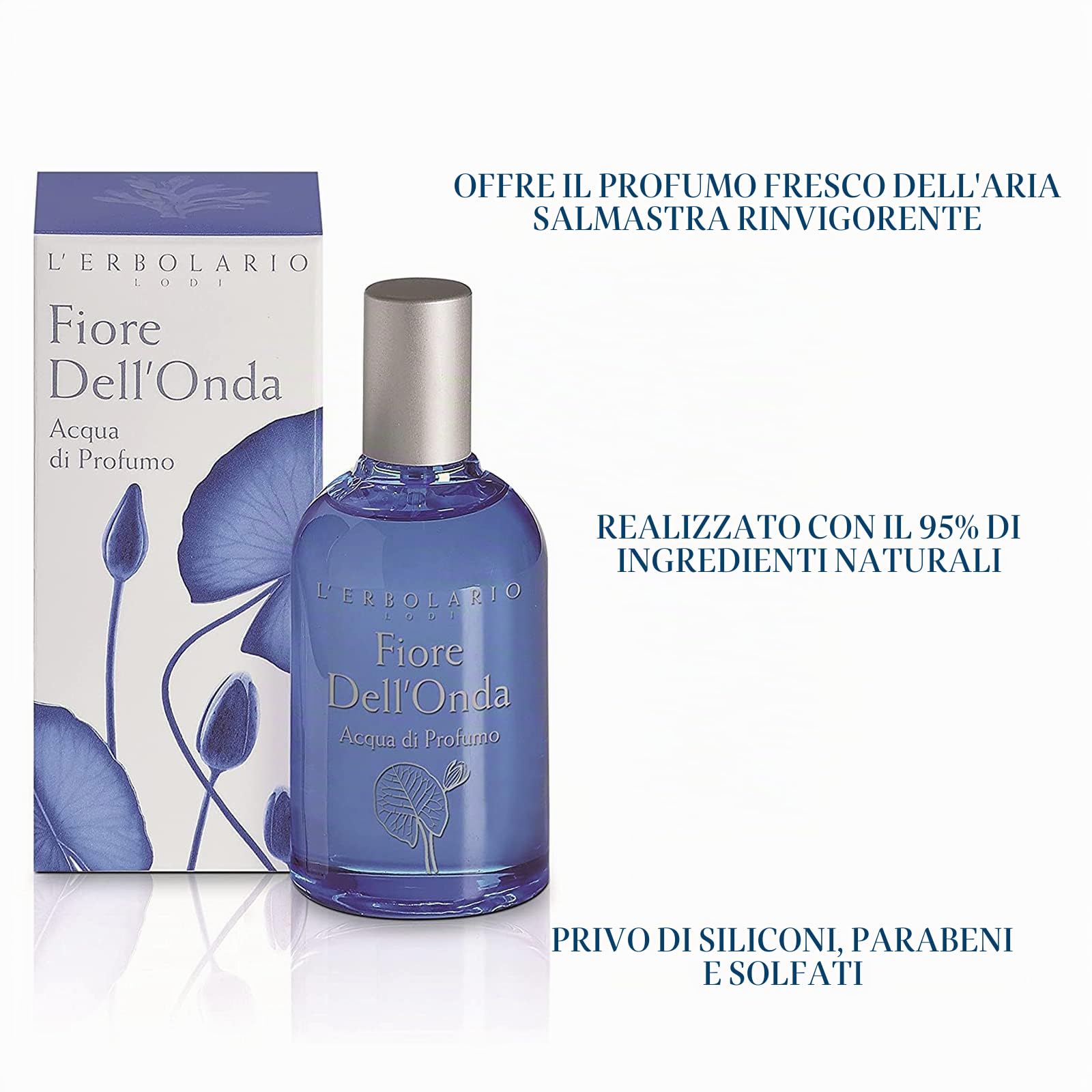 L'Erbolario, Profumo Unisex Fiore Dell'Onda, Profumo Uomo, Profumo da Donna, Fragranza Acquatica, Formato da 50 ml