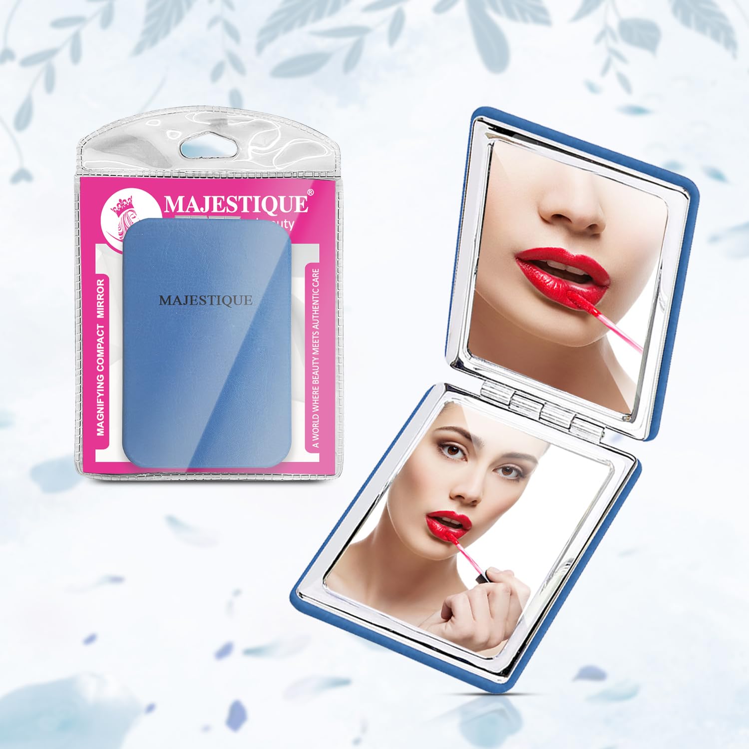 MAJESTIQUE Compact Hand Mirror for Women, Men and Girls, Multicolor Travel Makeup Mirrors for Handbag and Pocket Mirror for Girls, Mini Mirror, Portable Double-Sided Mirror- (Blue)-image-15