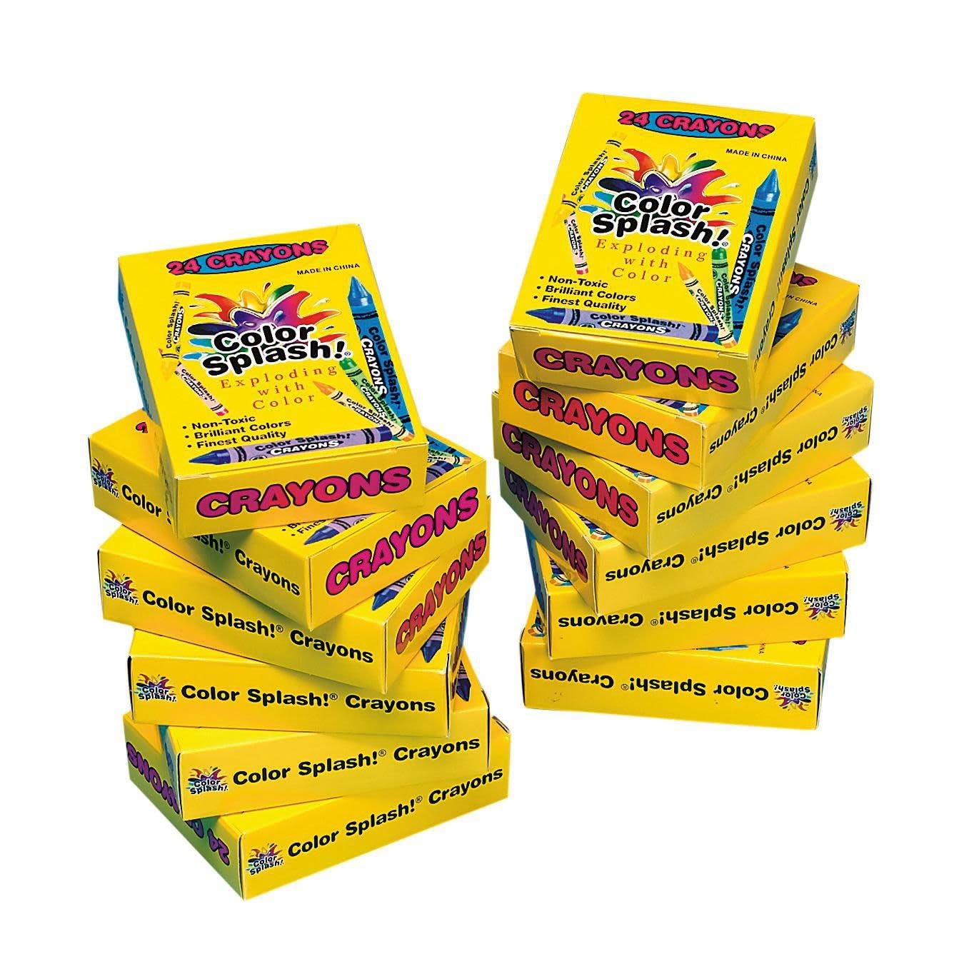 Color Splash!® Crayons - Box of 24 Crayons, Pack of 12 Boxes, Assorted Colors