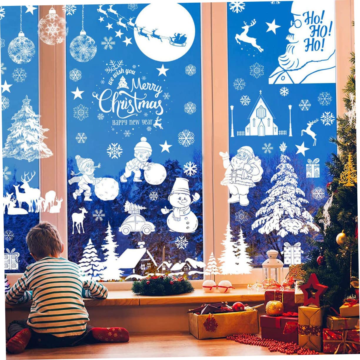 45 Blatt Weihnachtsaufkleber Urlaub Fenster Haftet Winterfensteraufkleber Weihnachtsparty Wandkunst Praktische Wandtattoos Zarter Wandaufkleber Schneeflocke Wandtattoo Weiß Pvc IMIKEYA