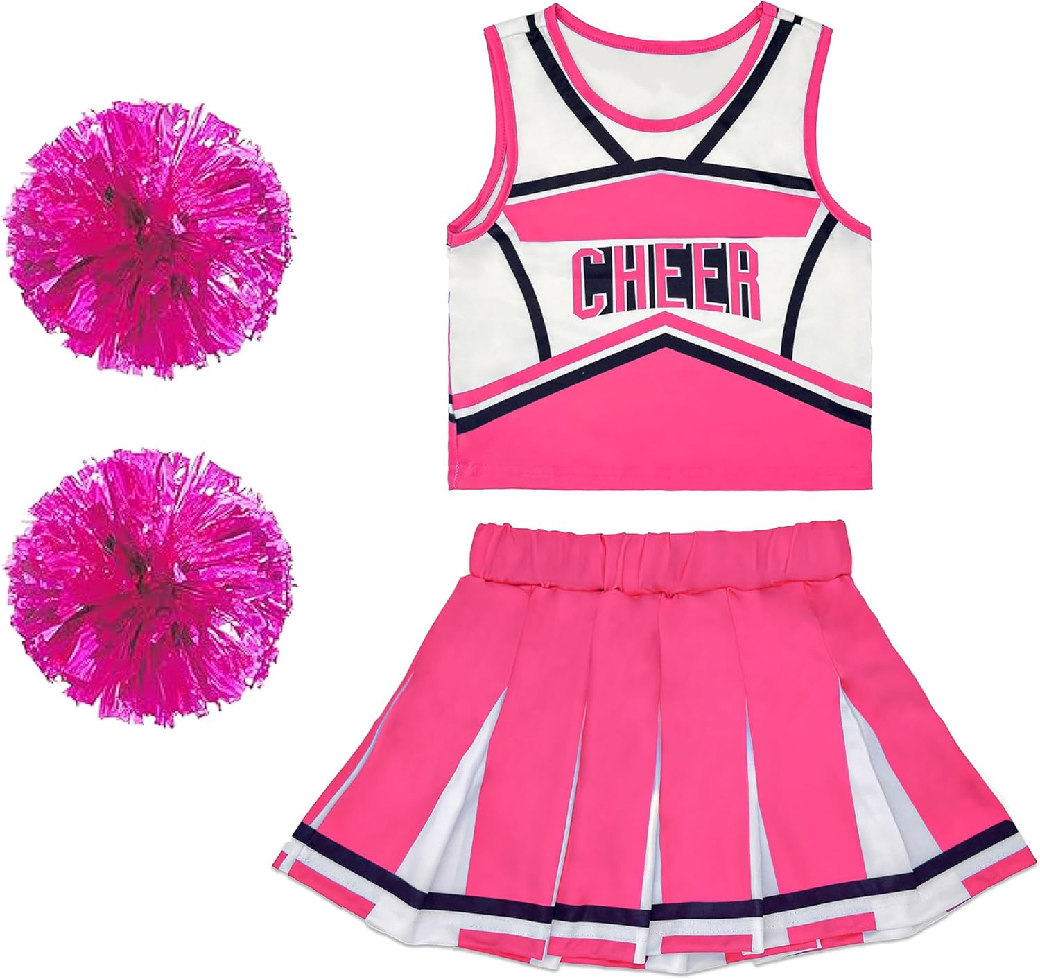 Danzcue Cheerleader Costume for Girls, Cheerleader Dress, Cheerleading Uniform for Halloween Cosplay Gifts, Pink, Small