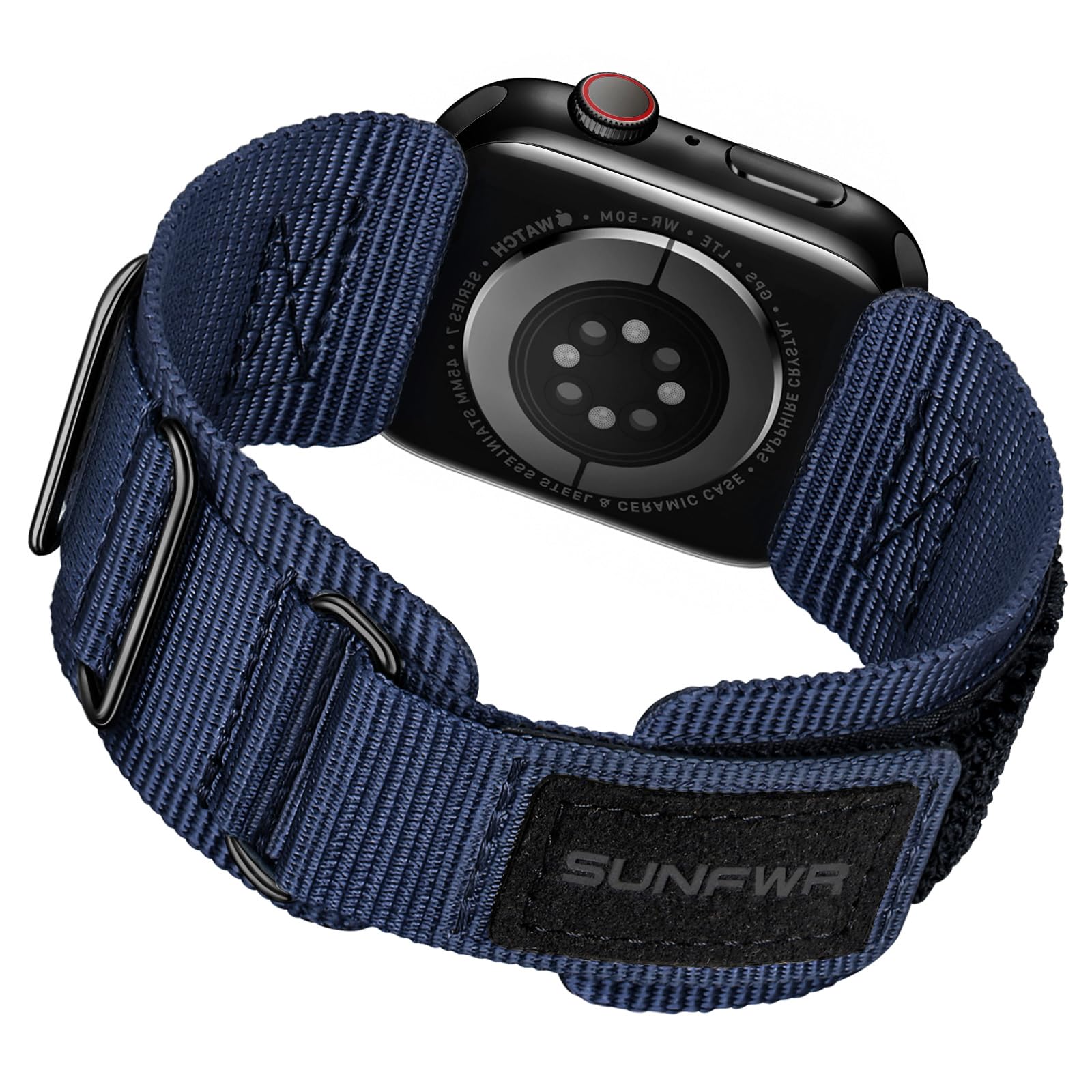 SUNFWR Rugged Nylon Band for Apple Watch Ultra 3&2&1 49mm 46mm 45mm 44mm 42mm Men,Velcro Tactical Military Strap for iWatch Series 11/10/9/8/7/6/5/4/3