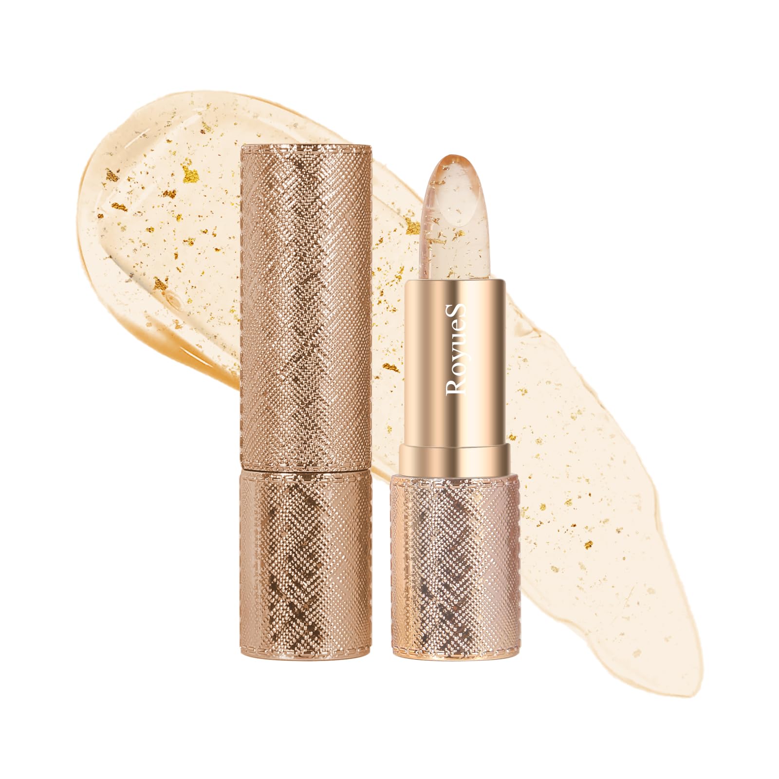 Transfer Proof Color Changing Lipstick, Ph Color Changing, Long Lasting Clear Non-Sticky Jelly Lipstick, Gold Crystal lip stain for Women, Glossy Shine Moisturizing lip tint