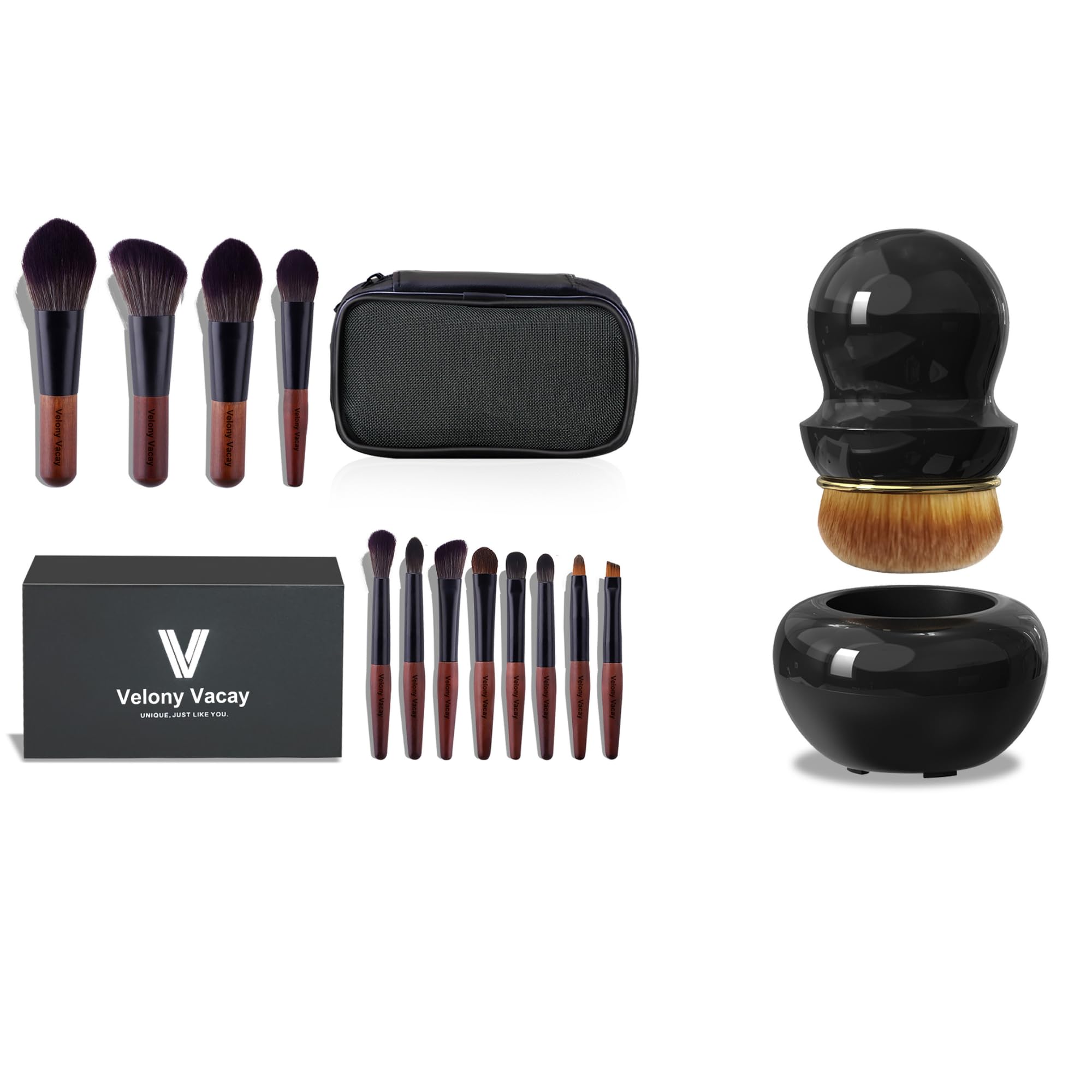 12Pcs Travel Makeup Brush Set with Foundation Brush