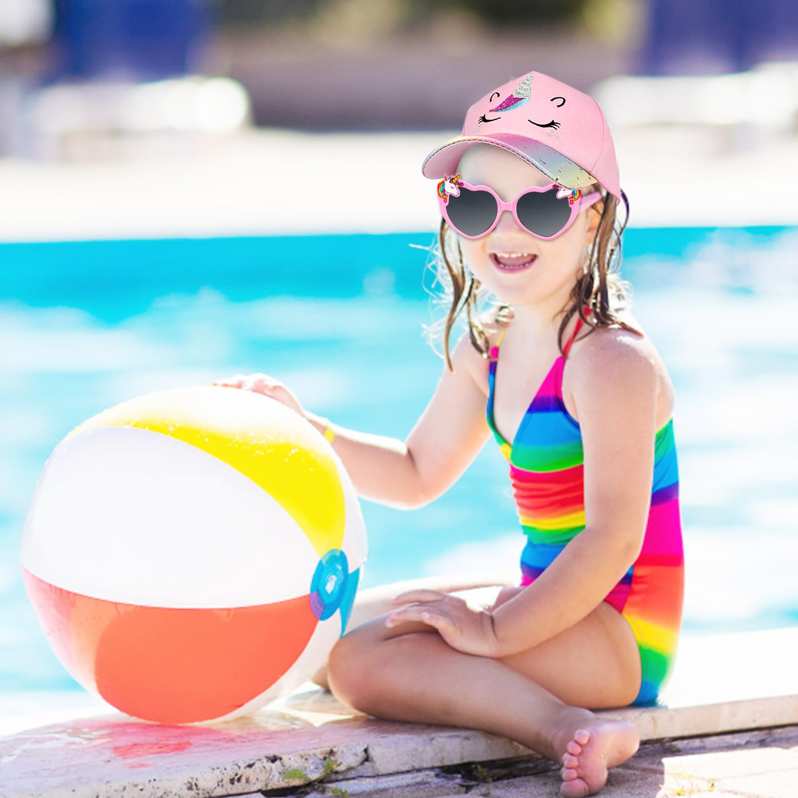 Gorra de Béisbol Unicornio para Niñas con Gafas de Sol Polarizadas Ajustable