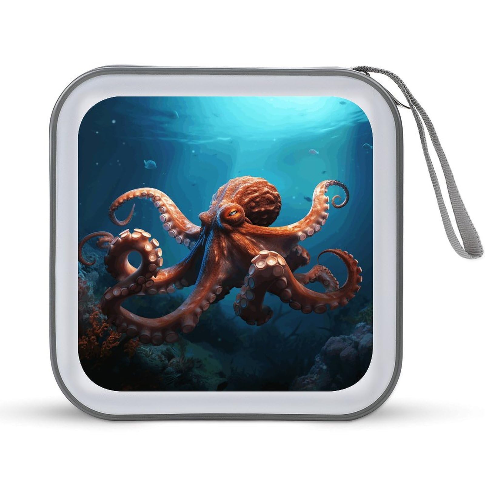 VstaDank Ocean Animal Octopus 40 Capacity CD Case with Zipper Disc, Portable Hard Plastic CD Storage Organizer, Wallet Organizer, DVD Organizer for the