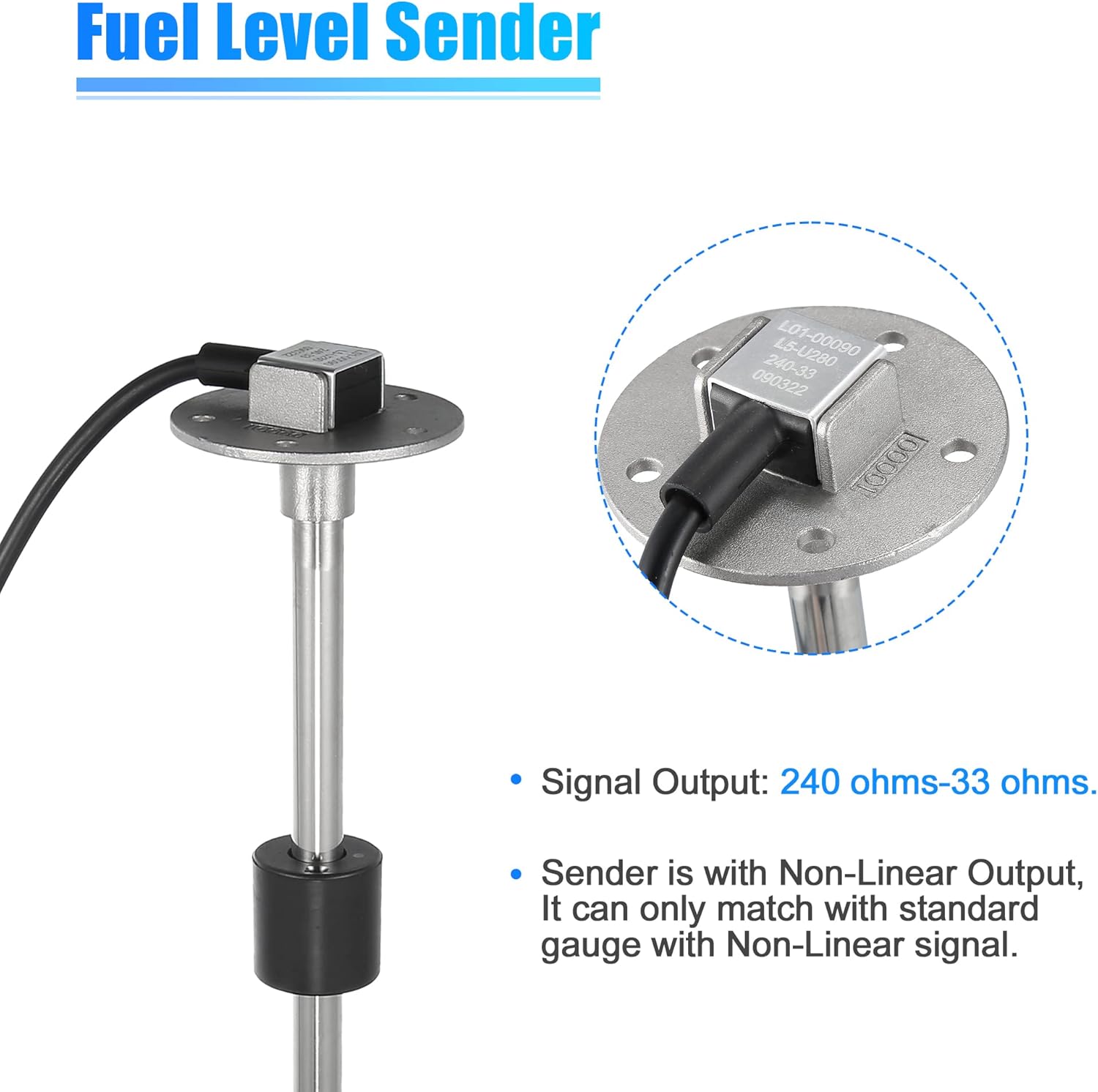 X AUTOHAUX 11" 280mm Fuel Tank Sending Unit 240-33 Ohms for Boat Vehicle Truck RV Water Fuel Gas Oil Level Sensor Fuel Gas Sender Fuel Gauge Sending Unit