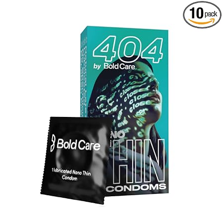 BOLD CARE 404 Super Nano Thin Condoms For Men | 50 Microns | 10 Units | Intense Fit with a Barely There Feel | With Disposable Pouches