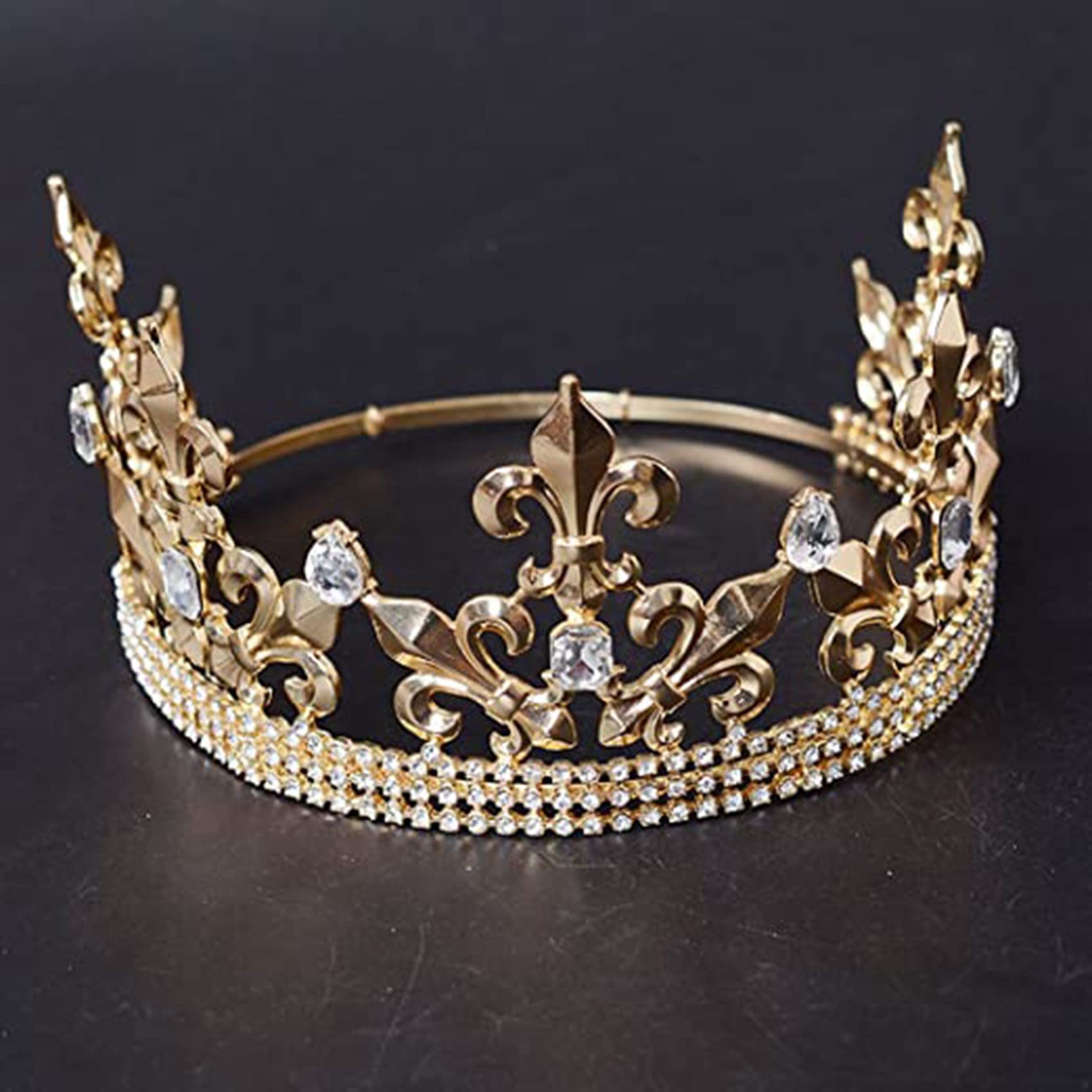 PRATYAHARA Goldene KöNigskrone für MäNner, Verstellbar, Kaiserliche, Mittelalterliche Geburtstagskrone, AbschlussballköNige
