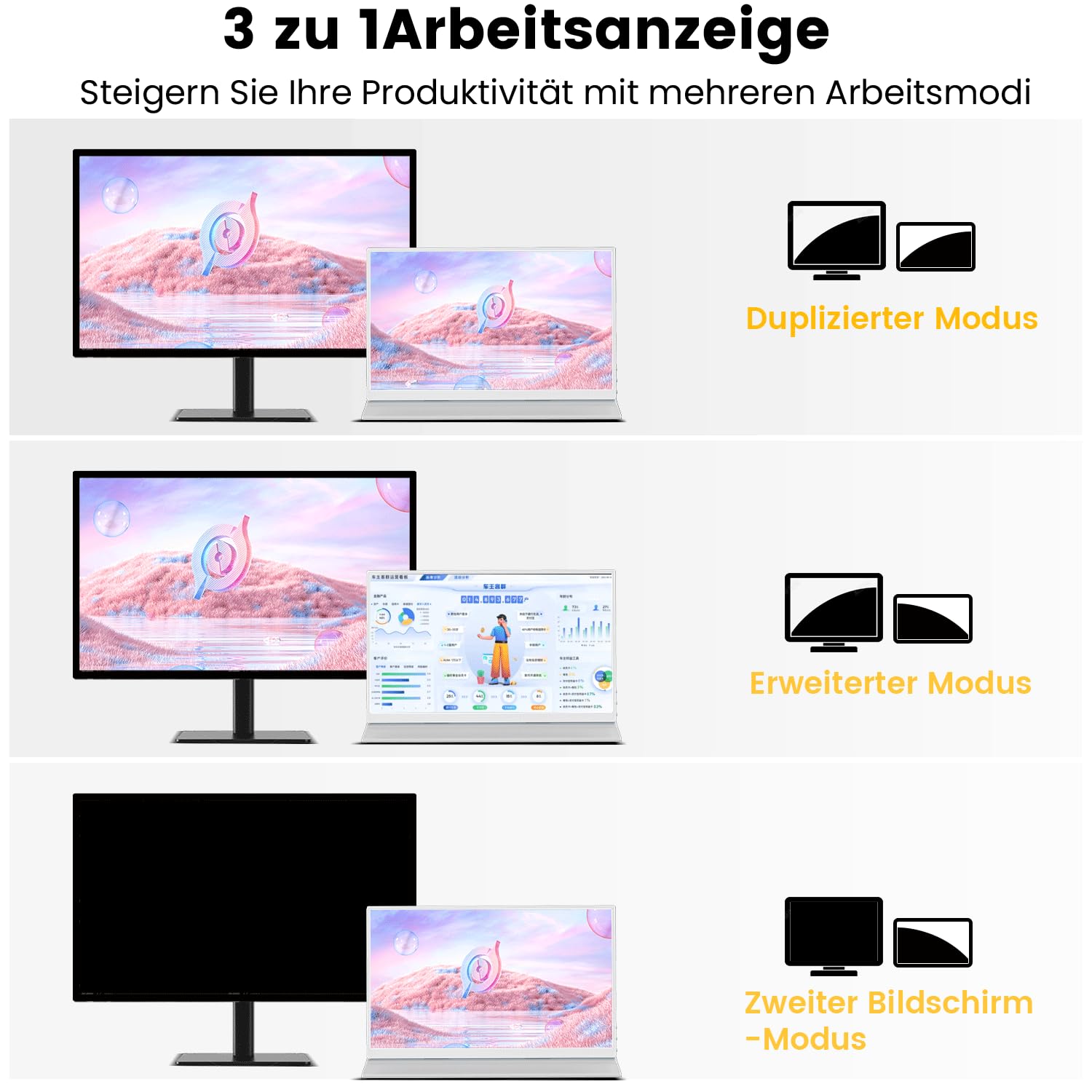 Monitor Portátil Táctil, 15,6'' Pantalla Ordenador con Funda Protectora | 1920x1080 IPS FHD con Altavoz Integrado, 10 Puntos con HDMI y USB-C para PC y Móvil
