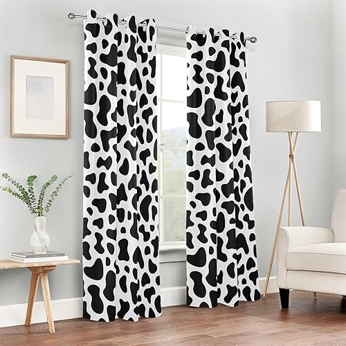 Miniatura 6 de Cortina opaca de punto de vaca en blanco y negro de 84 pulgadas, cortinas de ventana para dormitorio, divisor de habitación, cortinas de baño,