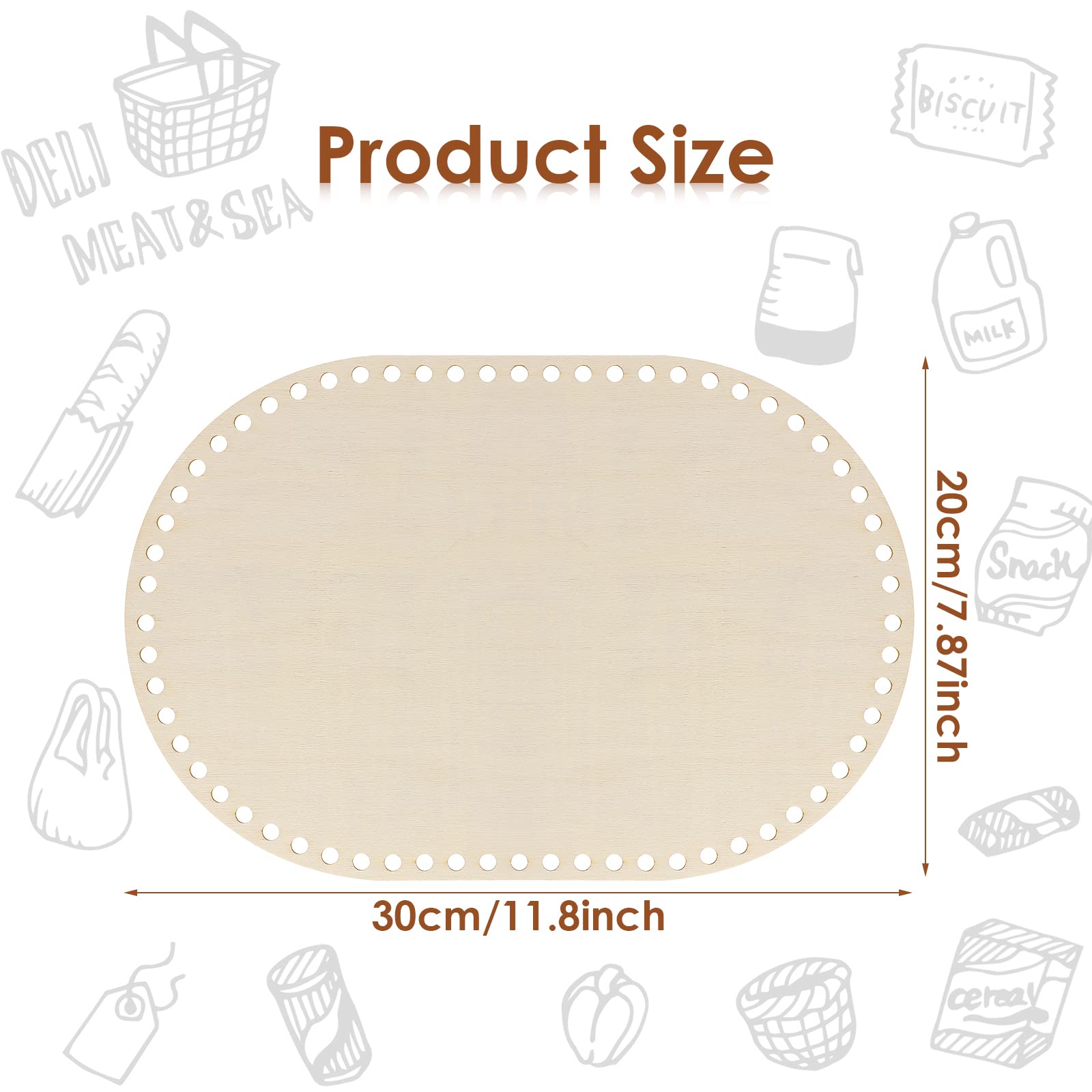 Base Legno Per Cesti Uncinetto 2 Pezzi Ovali - 30x20cm Per Lavori Fai Da Te - Foto 3