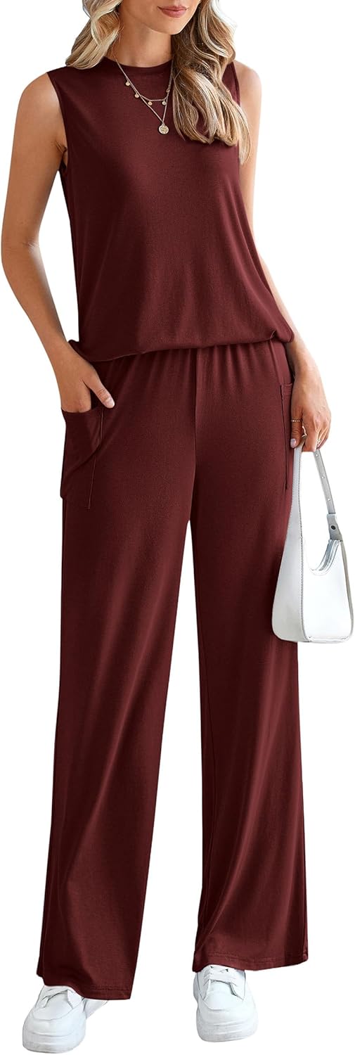 PRETTYGARDEN Women's 2 Piece Lounge Set 2026 Summer Casual Tank Top Wide Leg Pants Matching Travel Outfits Clothes Tracksuit - Image 3