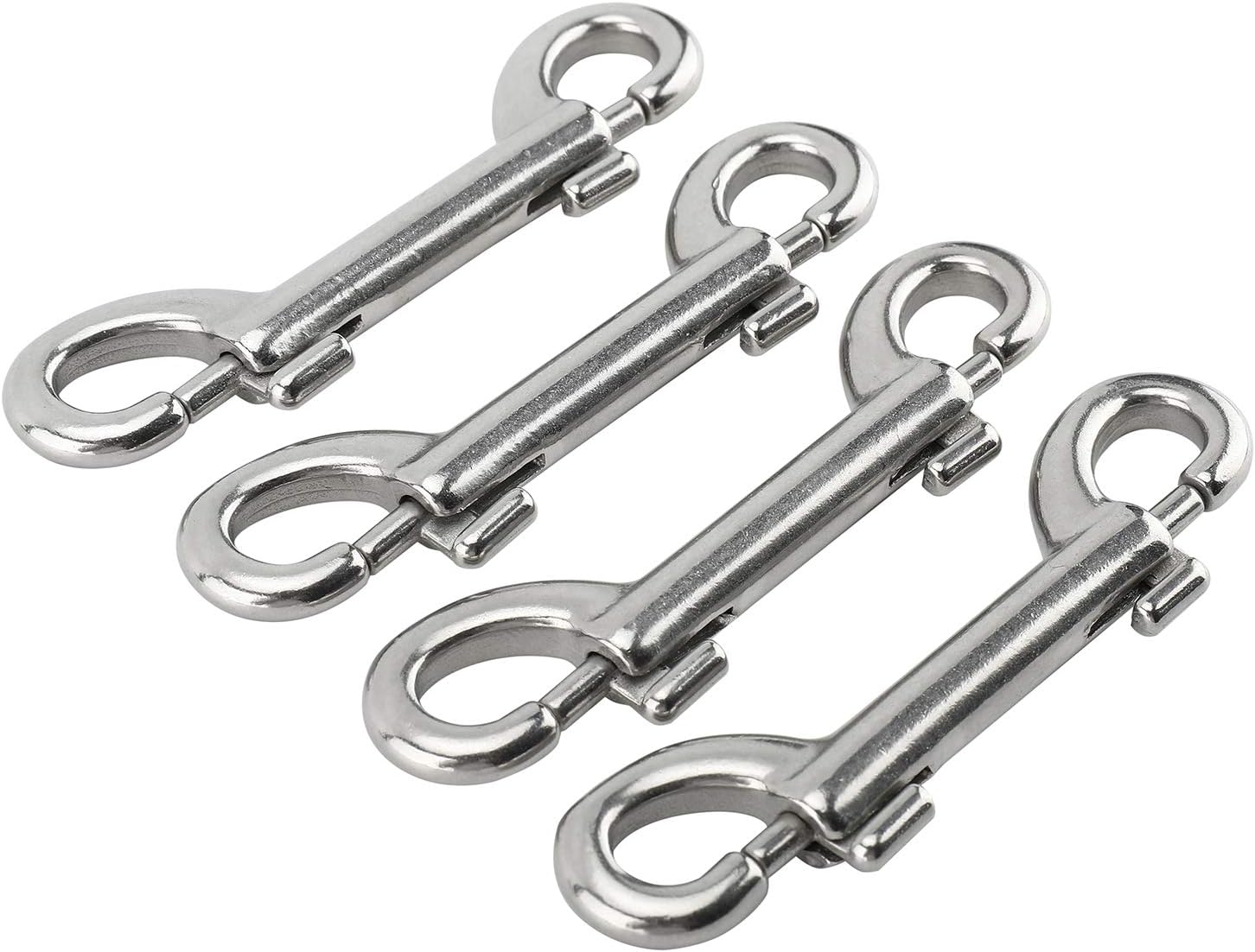 Yaegoo 4 Pack 316 Stainless Steel Double Ended Bolt Snap Hook, 3-1/2 Inch Marine Grade Double End Snaps, Trigger Chain Clips Scuba Diving Clips