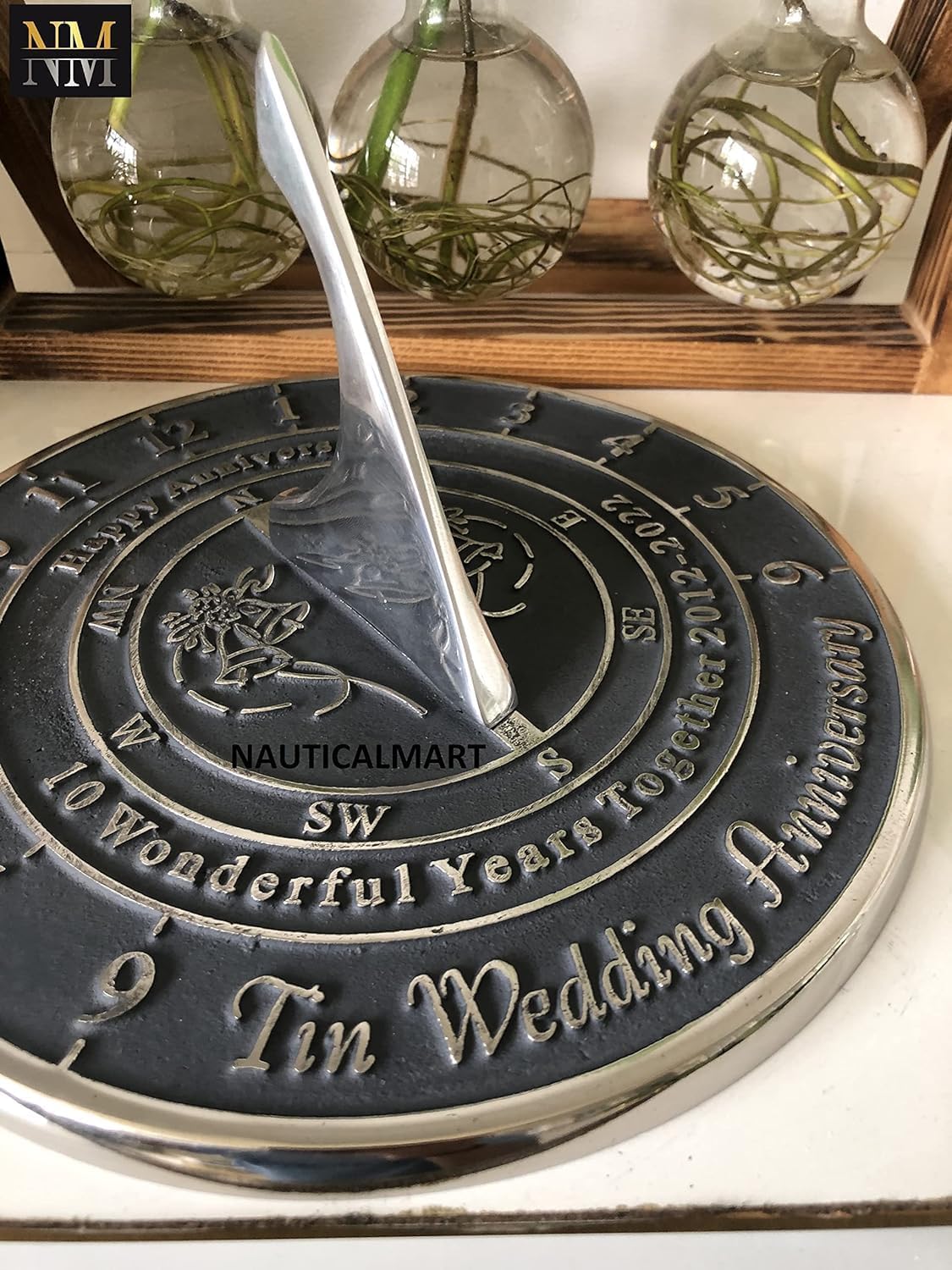 NauticalMart Tin 10th Sundial Home Decor Or Garden Unique Sundial Gift Idea is A Great Present for Him, Her Or A Couple to Celebrate (10th - Tin)