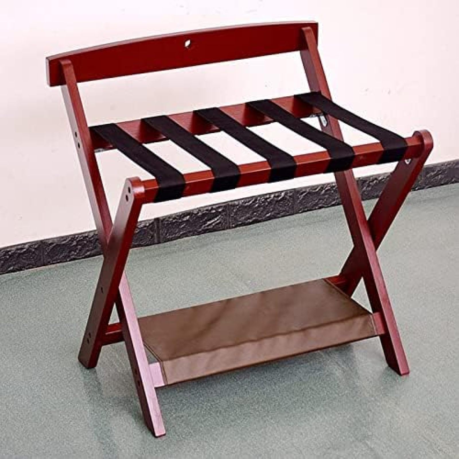 Juego de 2 portaequipajes plegables de madera maciza for suelo, 60 x 50 x 65 cm(White)