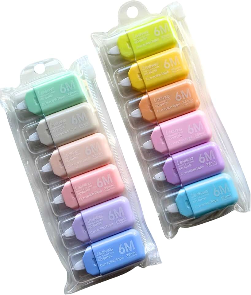 Corretivo Em Fita Kit Com 6 Corretivos Cores Variadas Com 6 m Cada (Candy Colors)