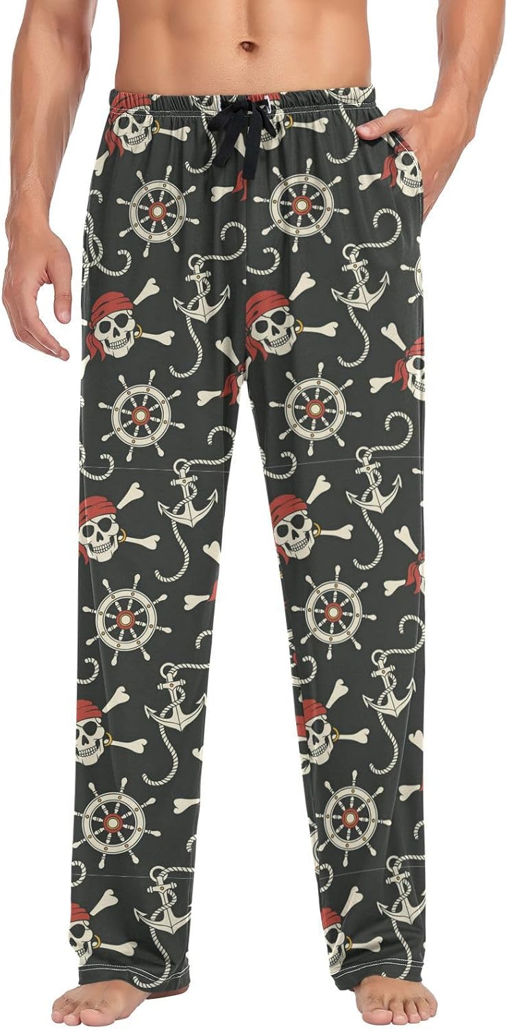 Mens Pajama Pants Pirates Nautical Anchor Lounge Men's