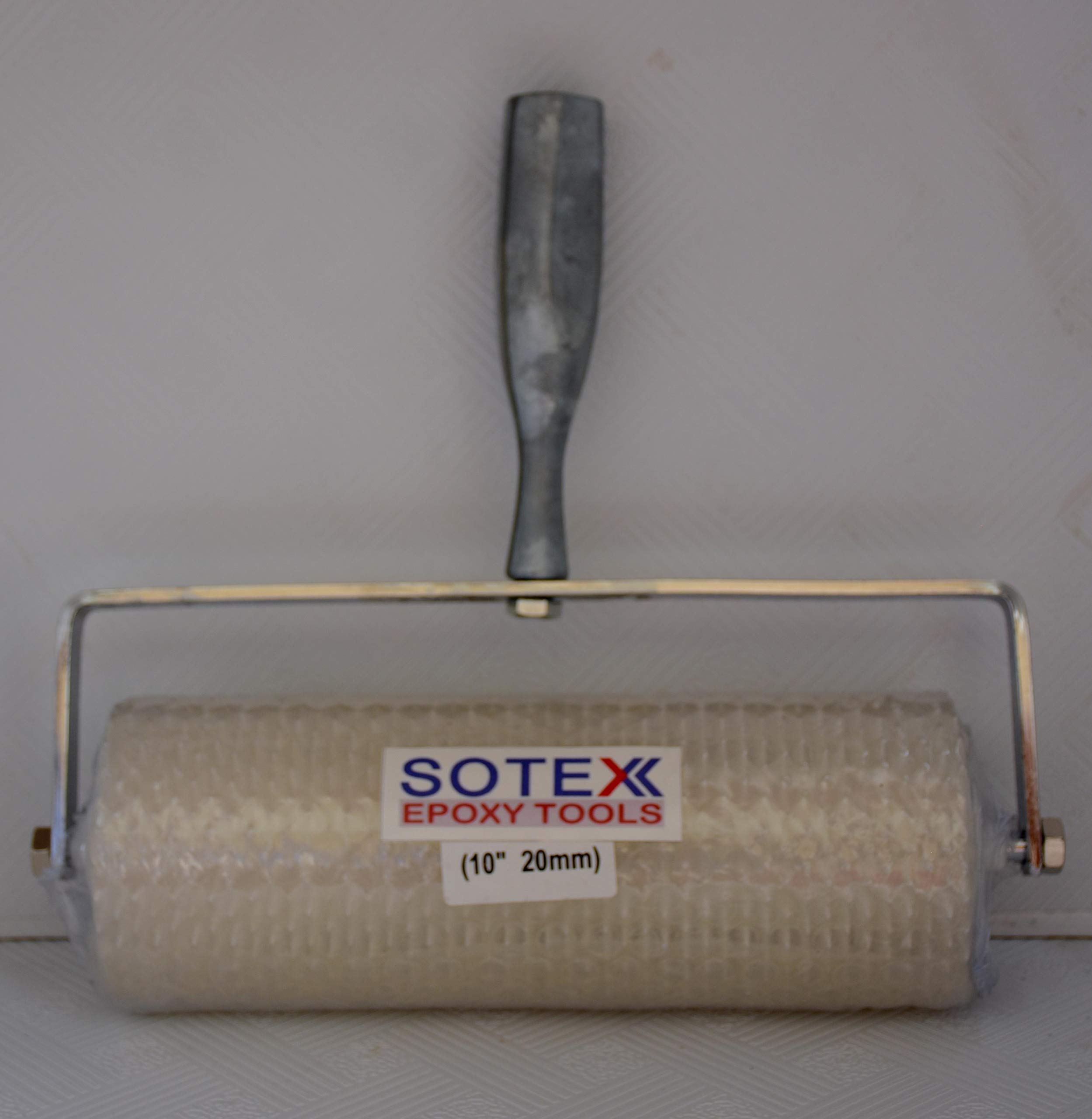 SotexSpike Roller with U-type Metal Handle - 20mmx250mm - Air Bleeding Roller -