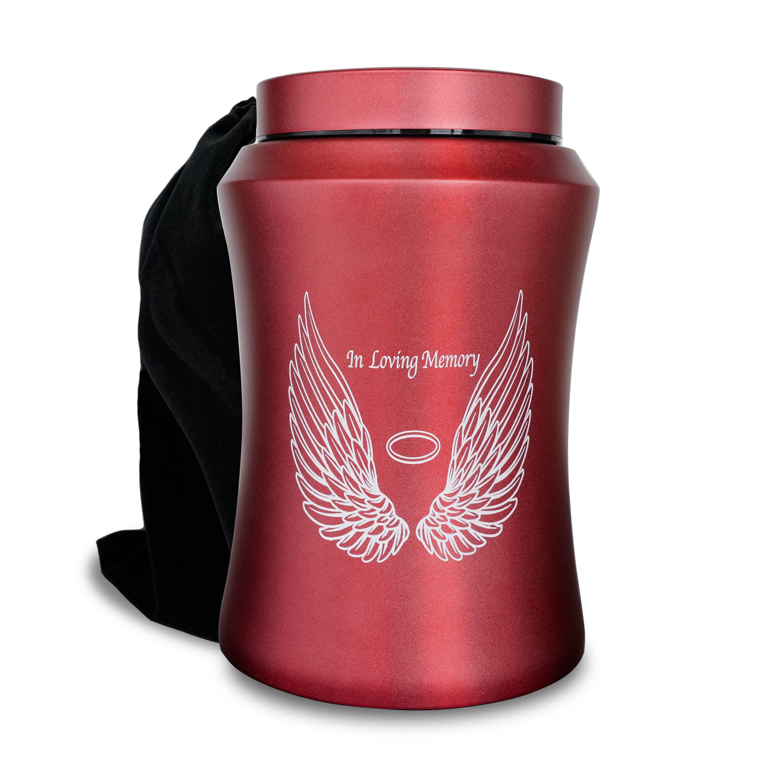 CHIEMOT Up to 220 lbs Large Urns for Ashes Adult Male-Female, Angel Wings in Loving Memory Decorative Cremation Urn for Human Ashes with Velvet Bag(Red) — image 1
