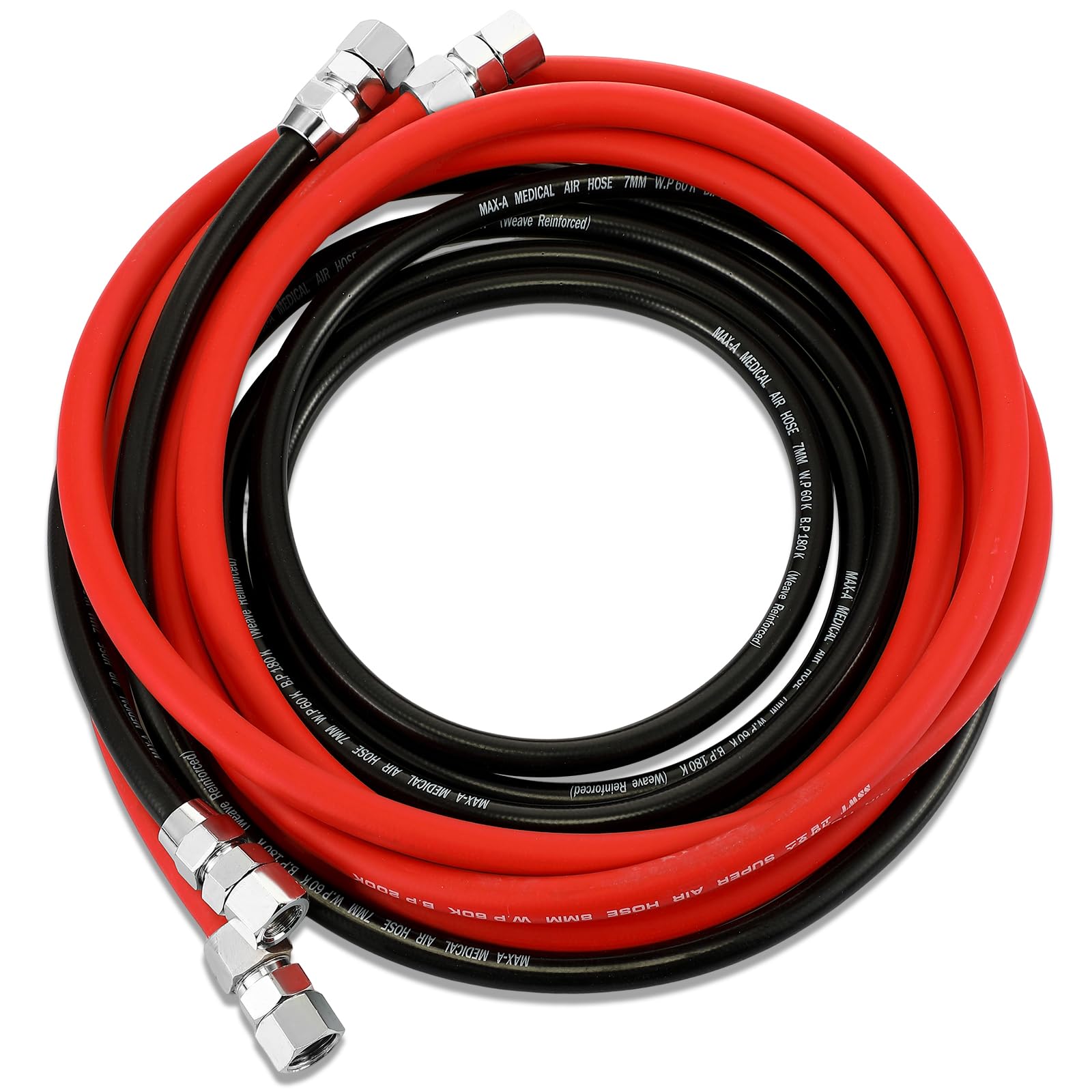 Frienda Paquete de 2 conjuntos de manguera de aire y fluido de 12 pies con accesorios, manguera de aire resistente de 5/16 pulgadas ID 3/8 pulgadas NPS manguera de fluido de 1/4 pulgadas ID 1/4