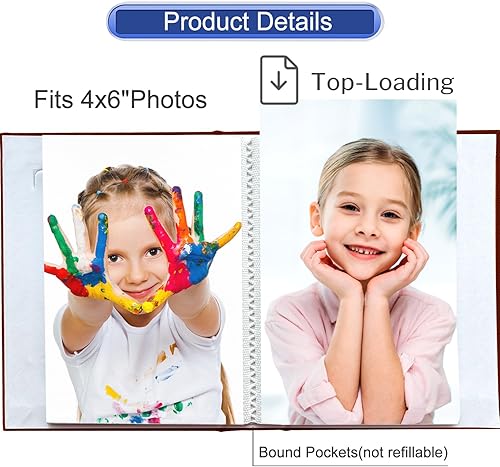 Miniatura 5 de Zoview Art Álbum de fotos pequeño portátil de 4 x 6 pulgadas, cada 28 páginas transparentes con capacidad para 56 imágenes, mini álbumes de piel