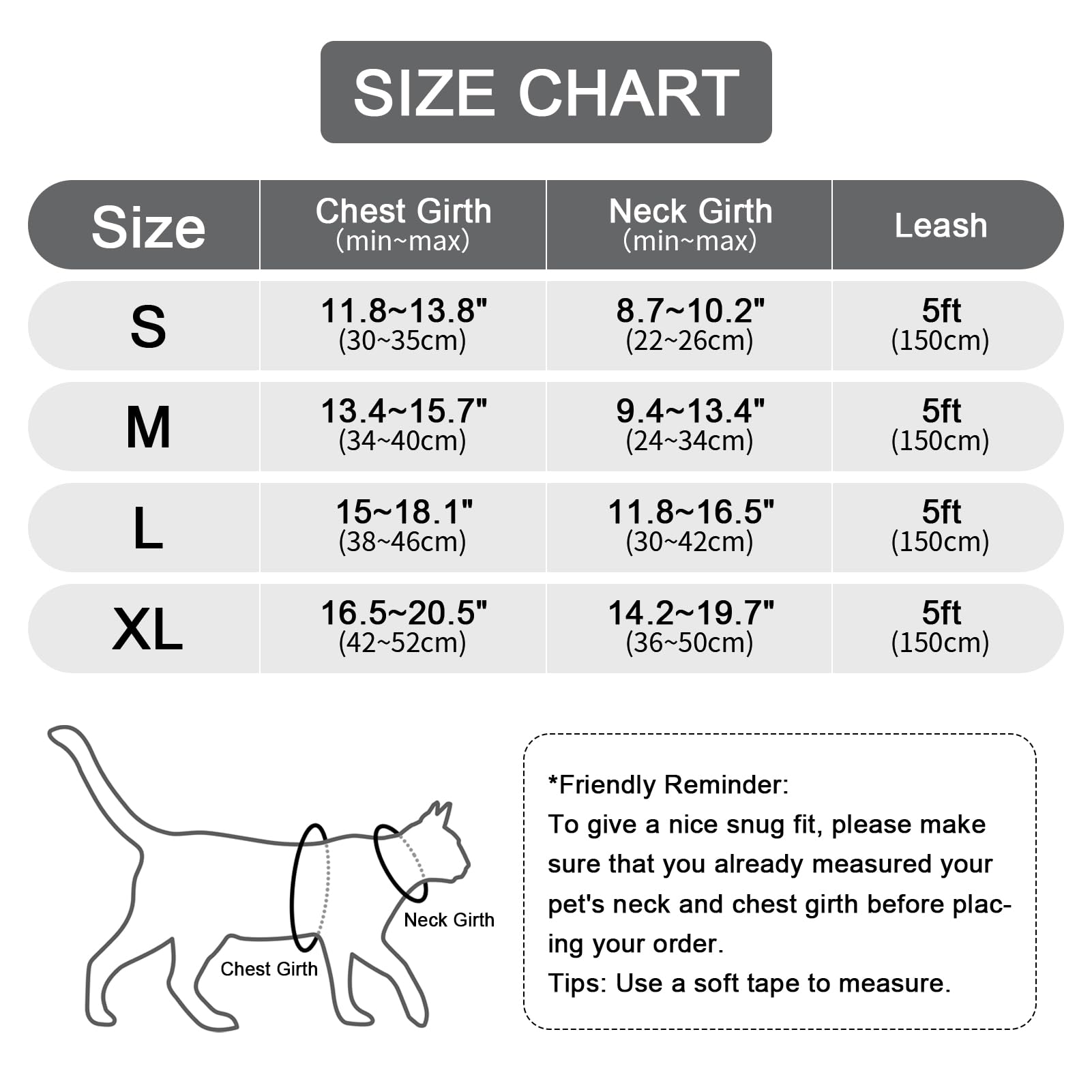 Vest Harness Leash Set for Small Dog Large Cat Upgraded Escape Proof Adjustable Jacket with Lead for Puppy Fat Cat Outdoor Walking Soft Breathable Mesh Coat with Reflective Strip XL Dark Grey - Image 2