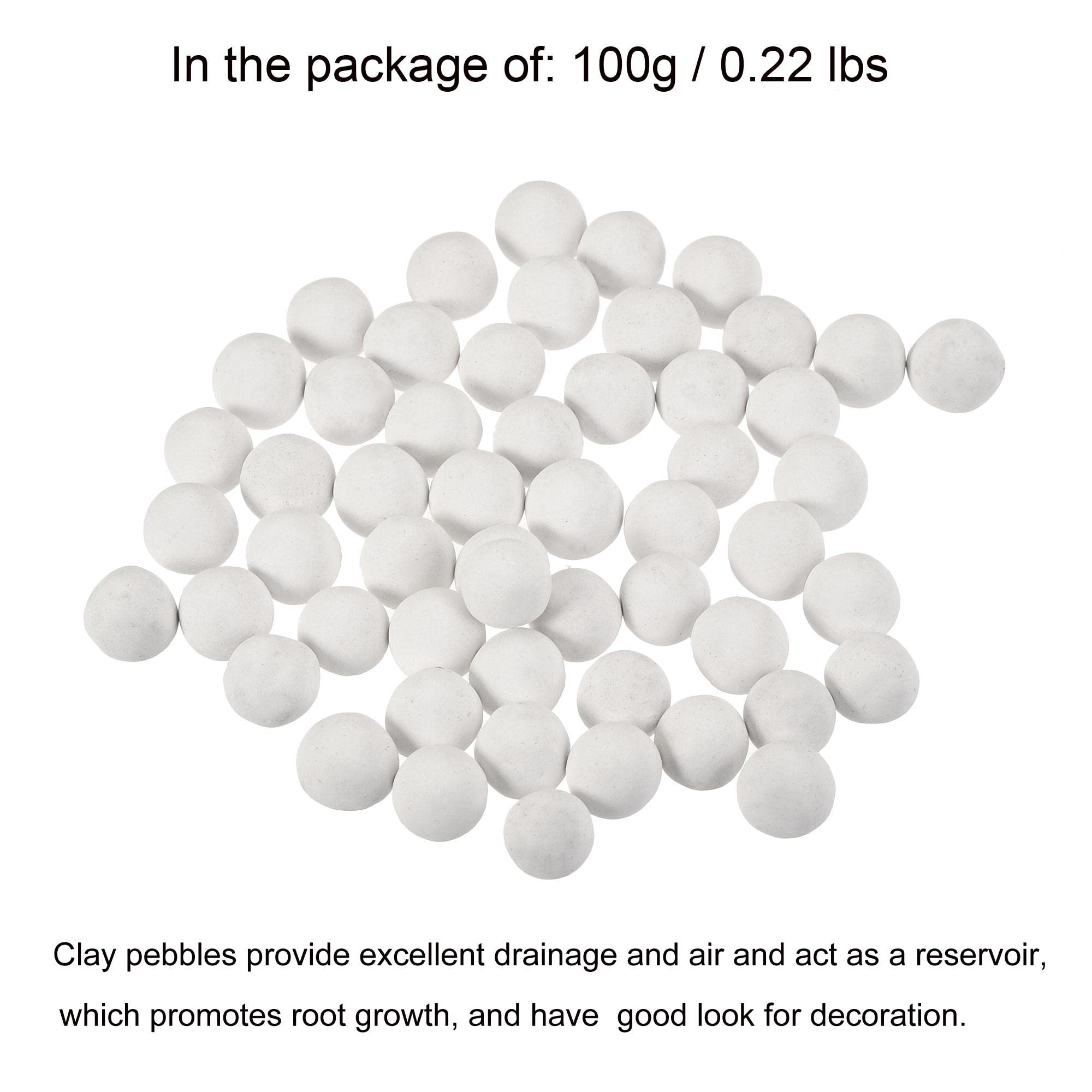 sourcing map Argile Galets 7-8mm 0.22 lbs Blanc Jardinage Pot Boules pour Hydroponique Culture Vases Fournitures Bonsai Décoration