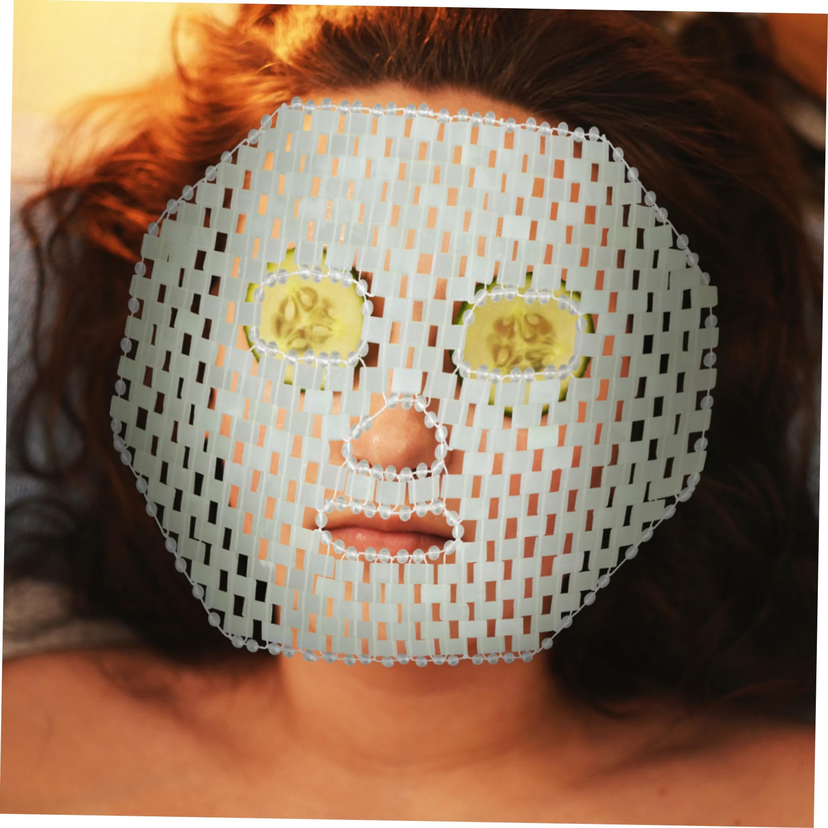 ABOOFAN Natürliche Grüne Jade Gesichtsmaske zur Schmerztherapie und Kopfschmerzbefreiung für Home Spa und Büro zur Verbesserten Hautpflege und Entspannung