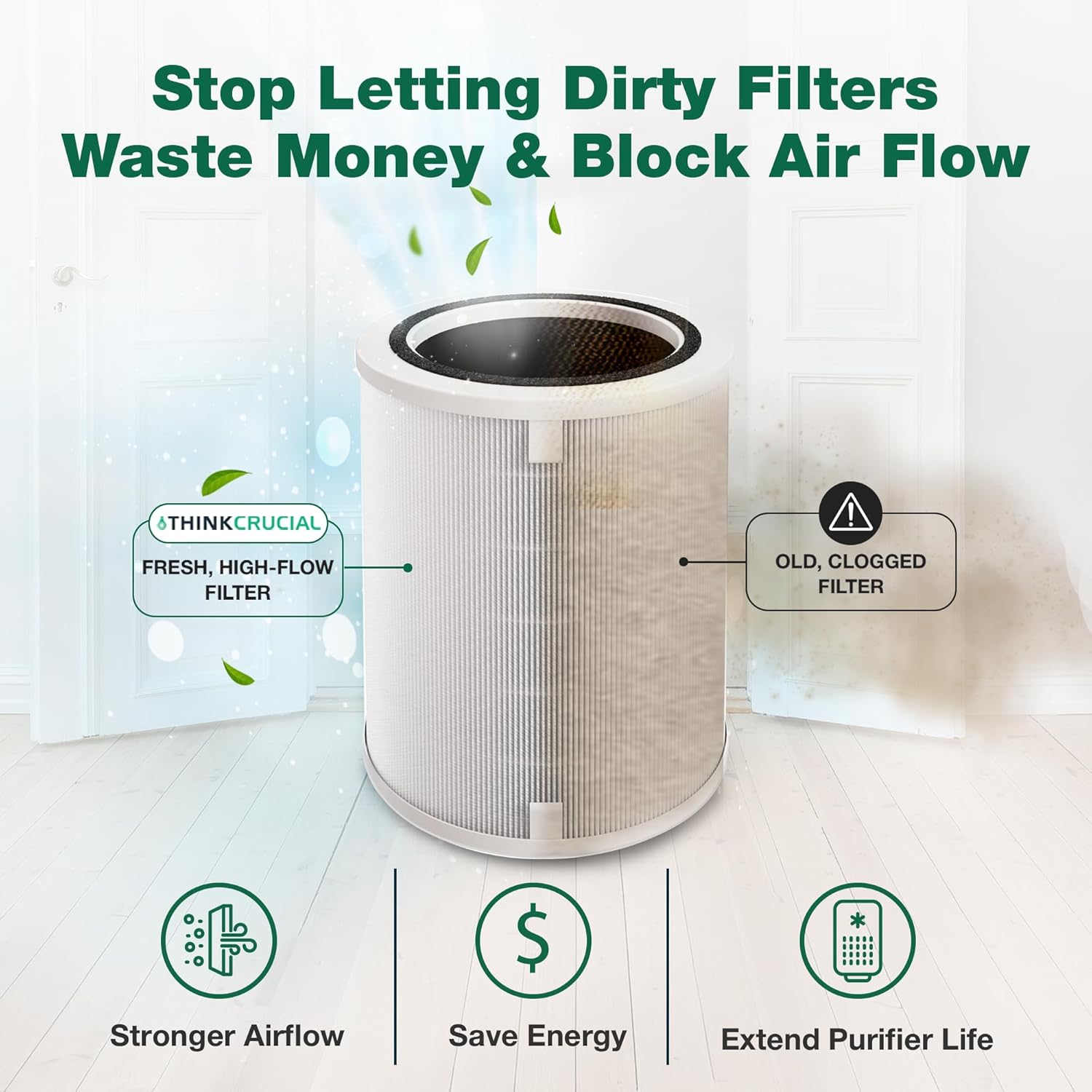 Think Crucial Replacement HEPA filter Compatible with Clorox Ultra Air Purifier Model 11060, XL Rooms up to 2,220 sq ft, Part # 12060, High-Efficiency Advanced Filtration Air Purification (1-Pack) - Image 7