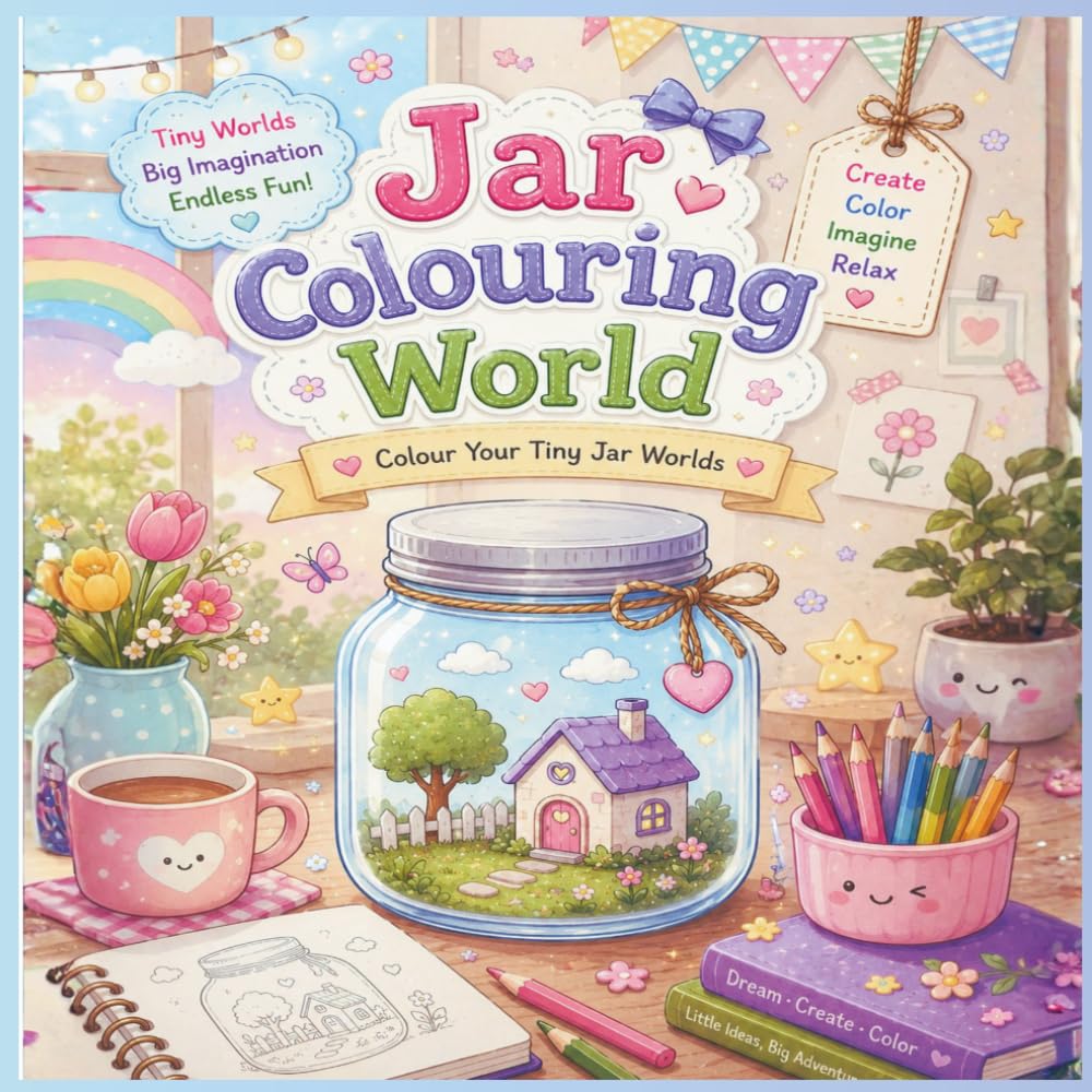 Jar colouring world: colour your own tiny jar world | cute and inspiring | 30 unique worlds | relaxing for adults and kids