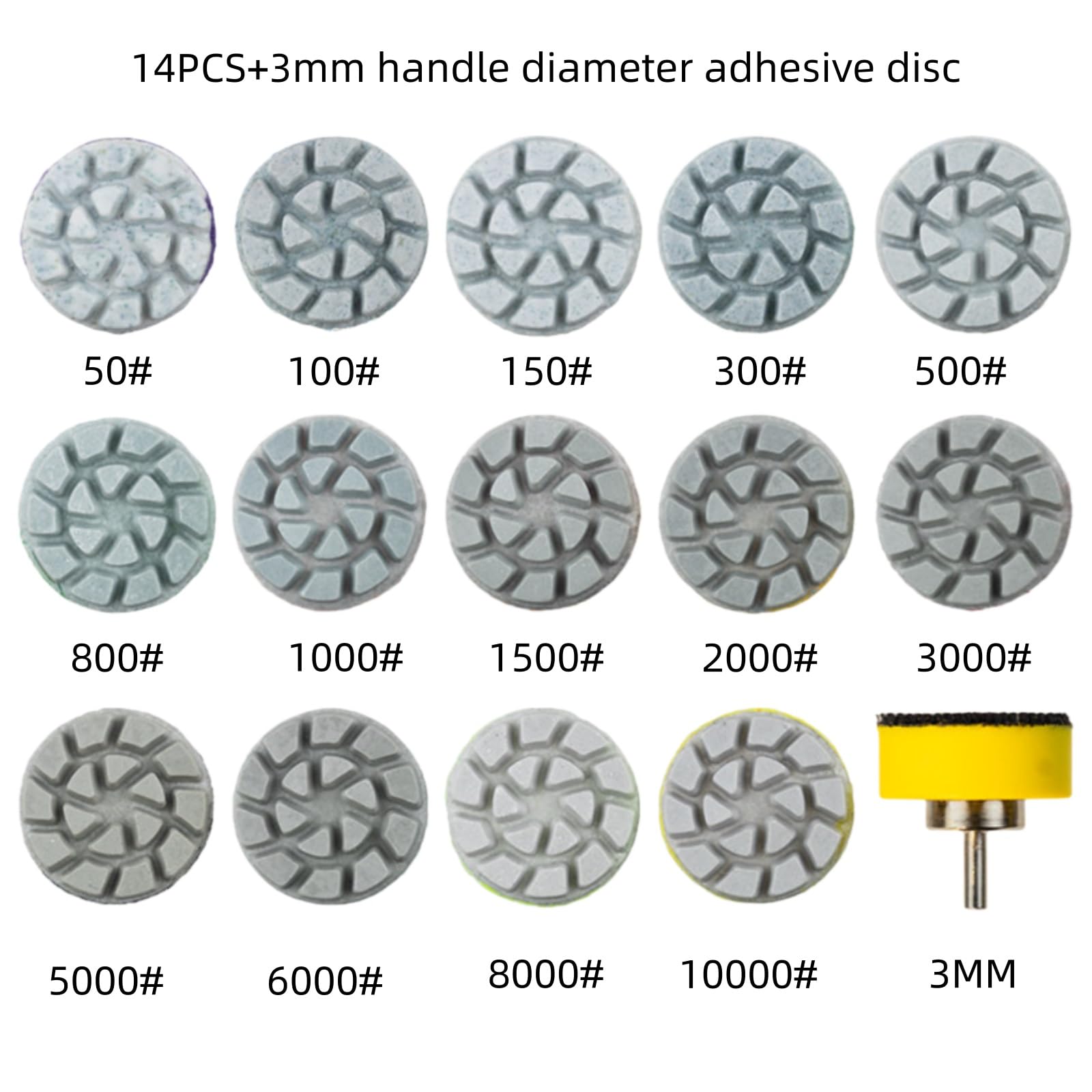 Wasserschleifscheiben 50–10.000, Mini-Diamant-Polierpad-Set for feine Schleifkörnung