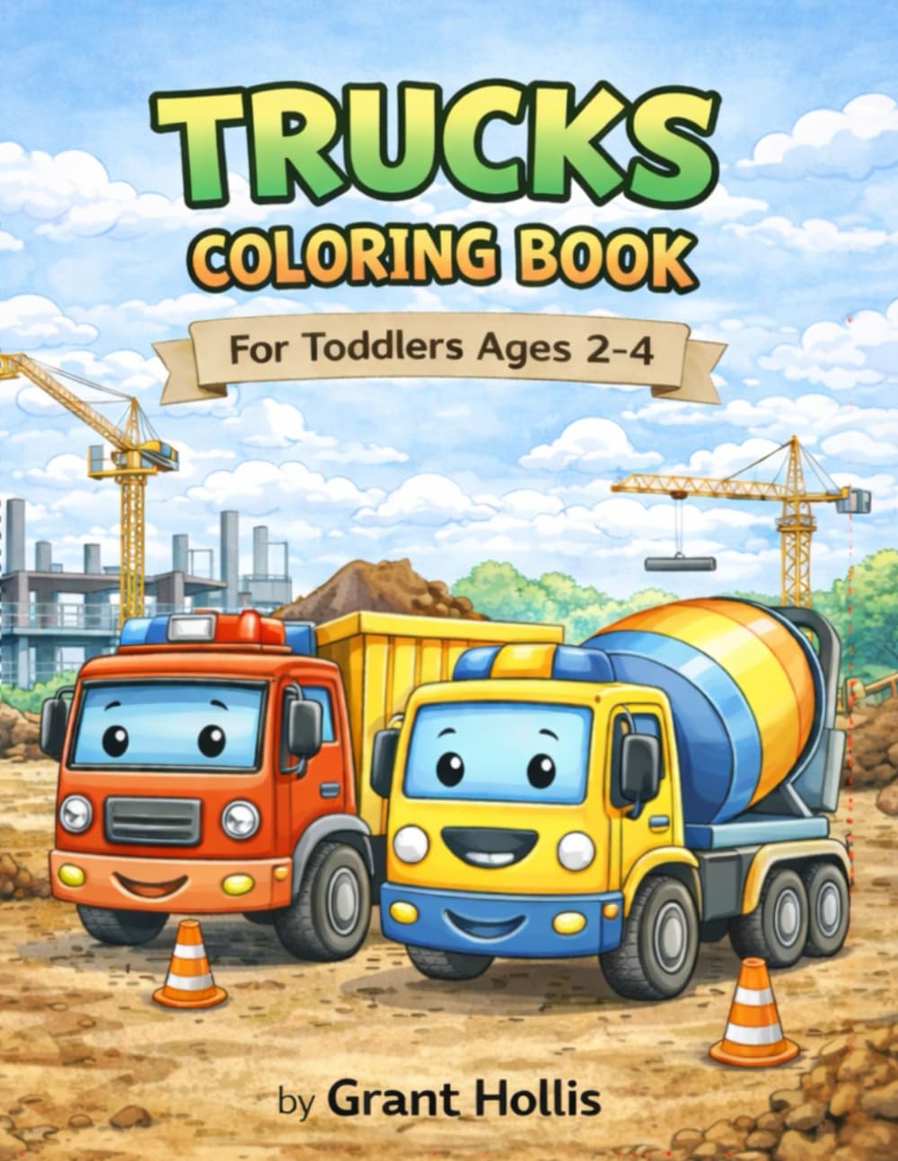 Trucks Coloring Book for Toddlers Ages 2–4: Big Easy Trucks to Color – Dump Trucks, Fire Trucks, Garbage Trucks and More